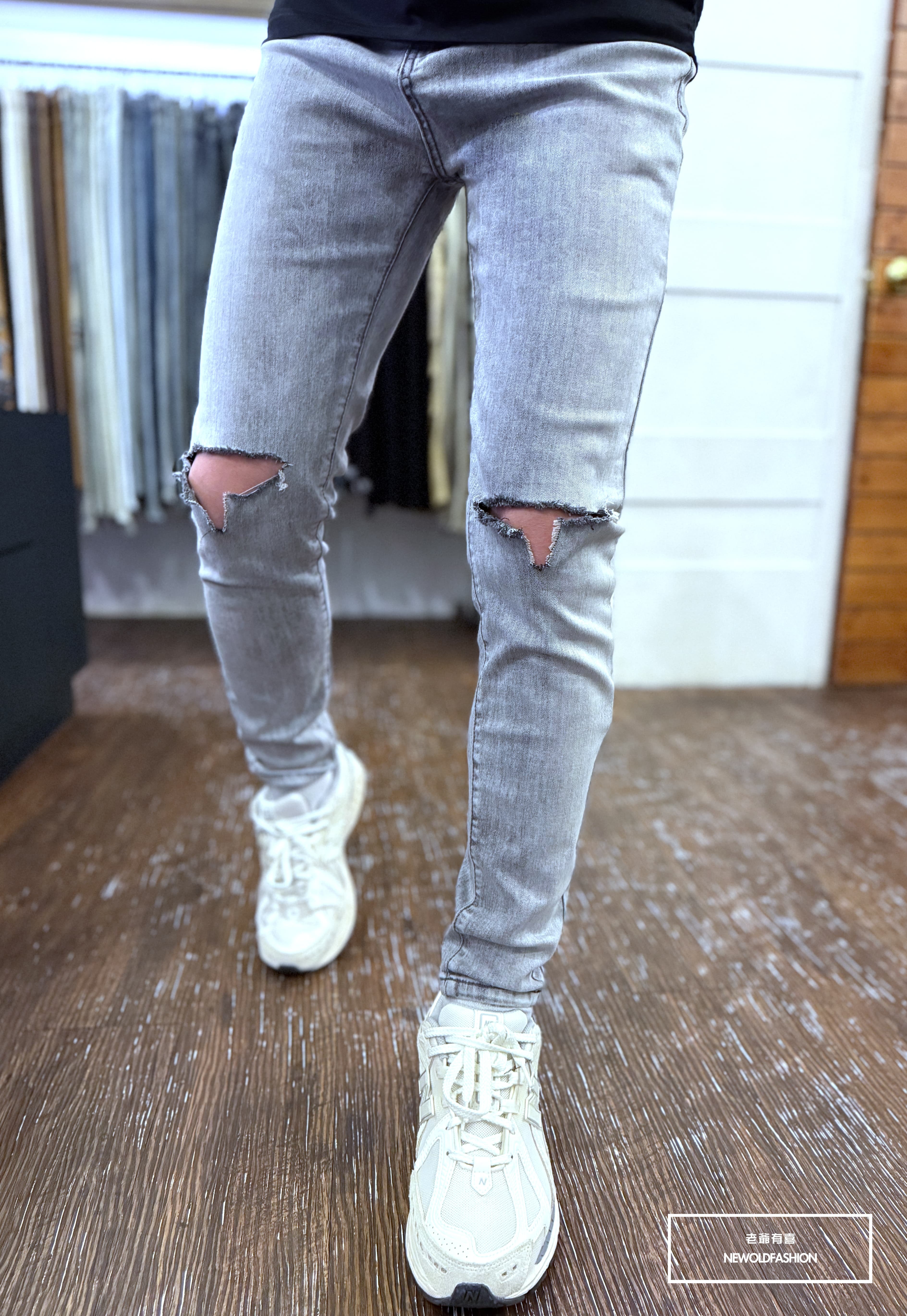 『新品上市』重磅燻灰T字破壞小直筒褲(NOF25093839)