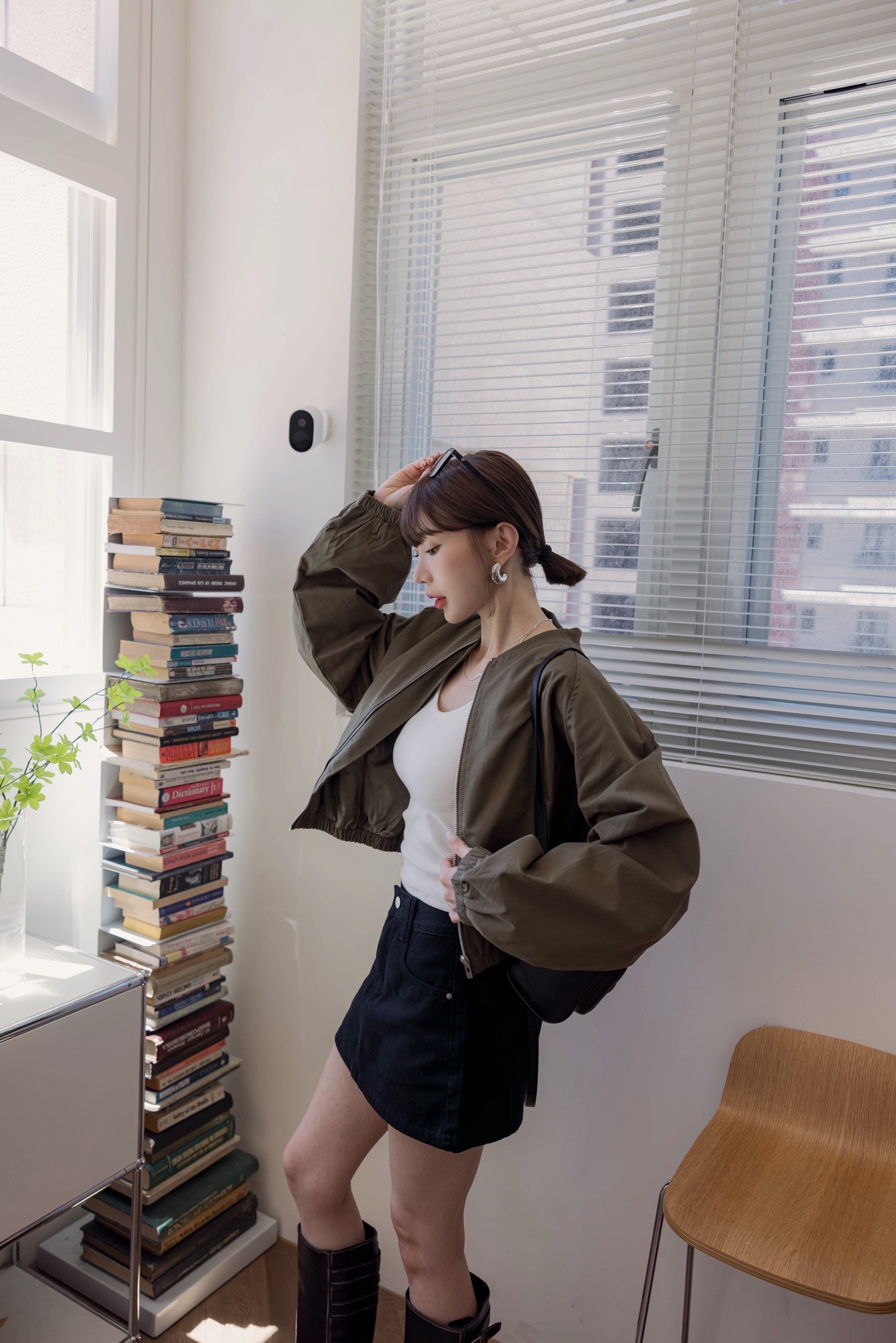 （現貨）#X19 超喜歡澎澎袖飛行外套(綠/卡其)