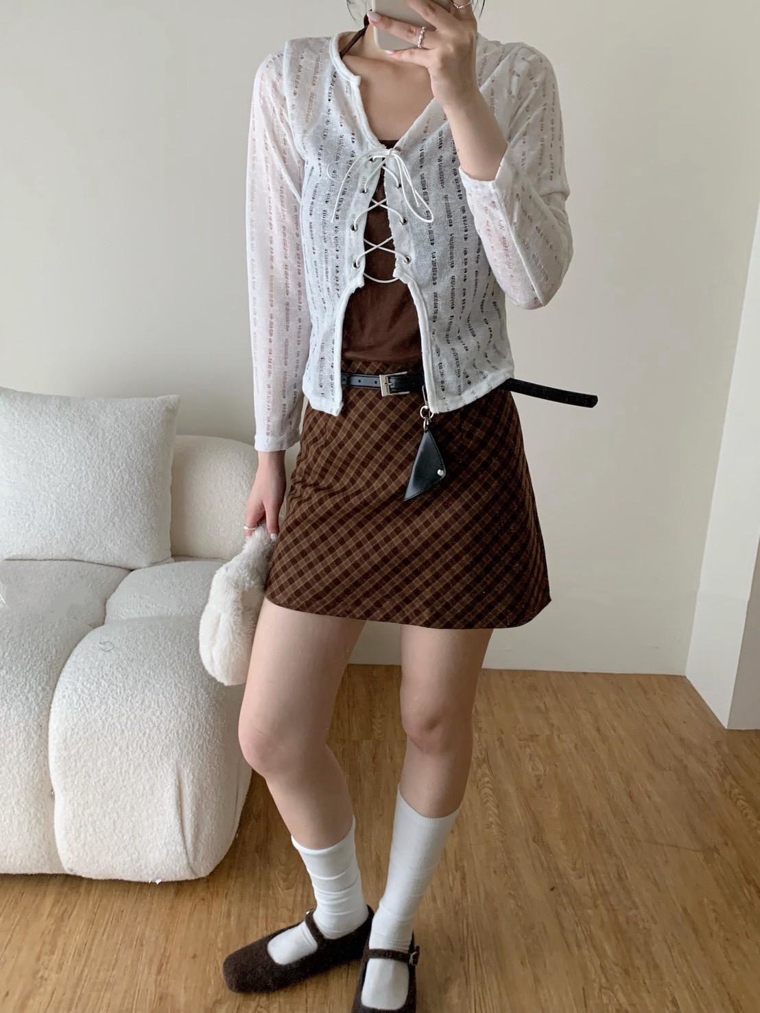 英倫風格紋A字短裙