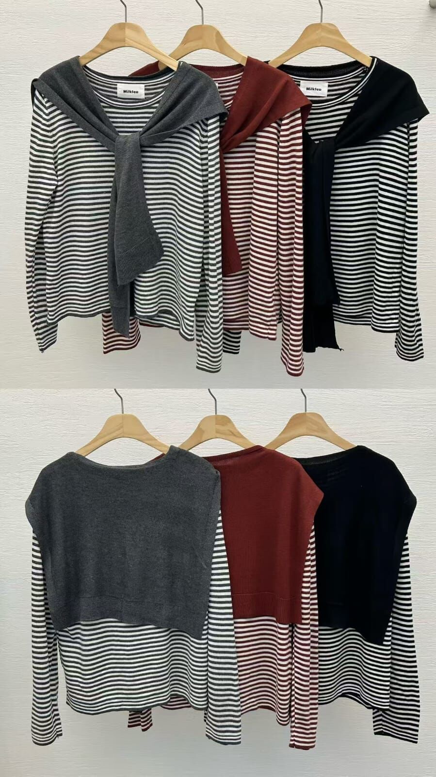 MI5013 假兩件披肩橫間上衣