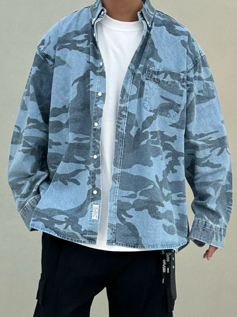 迷彩長袖牛仔恤衫 PURE-172S