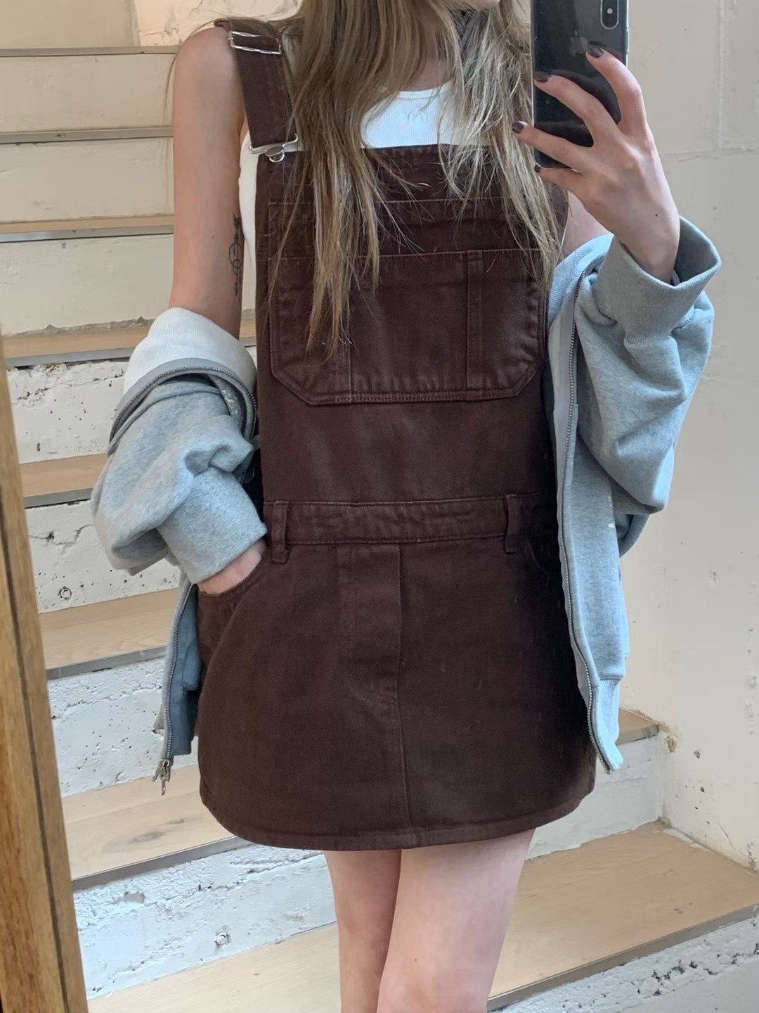 單寧布吊帶短裙