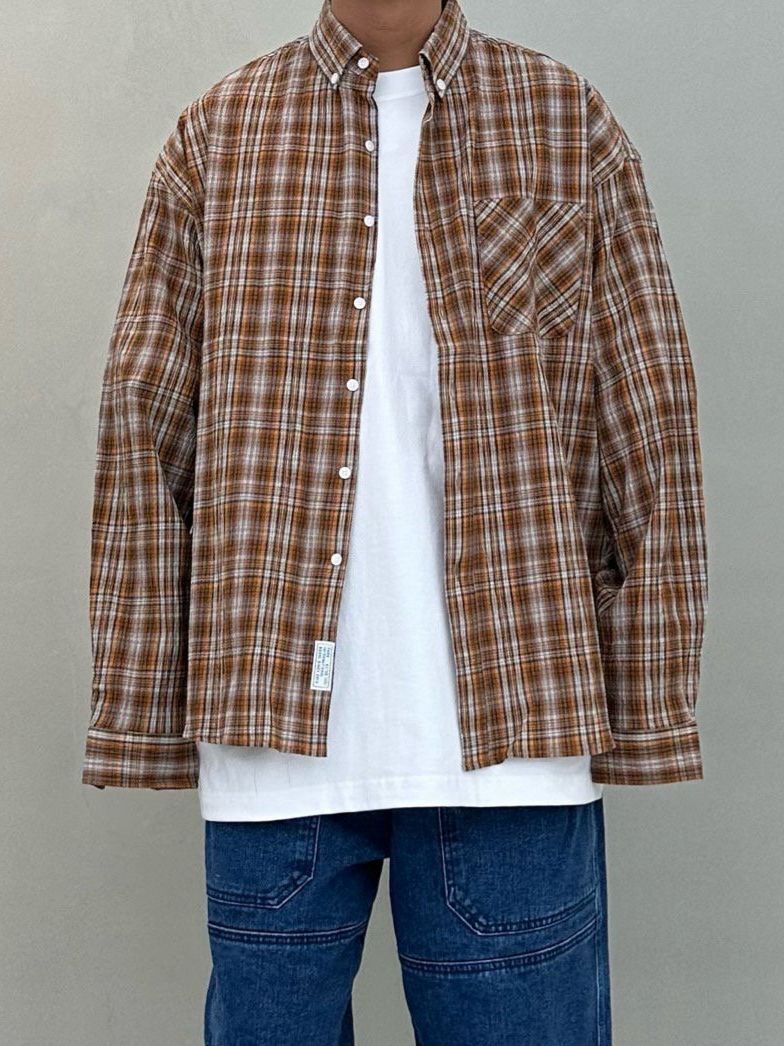 格仔長袖恤衫 PURE-175S