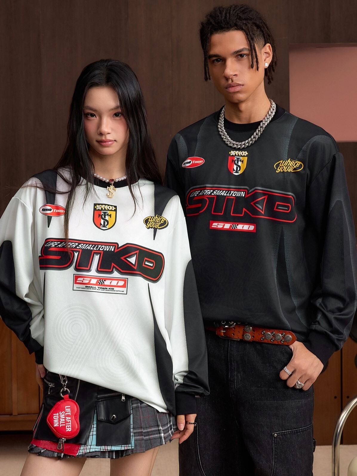 STK SmallTownKid 蛇紋十字 賽車印花球衣 長袖T