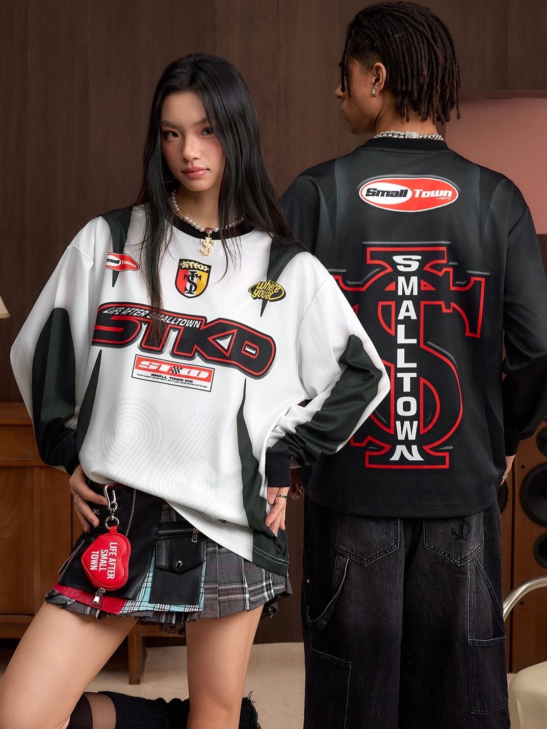 STK SmallTownKid 蛇紋十字 賽車印花球衣 長袖T