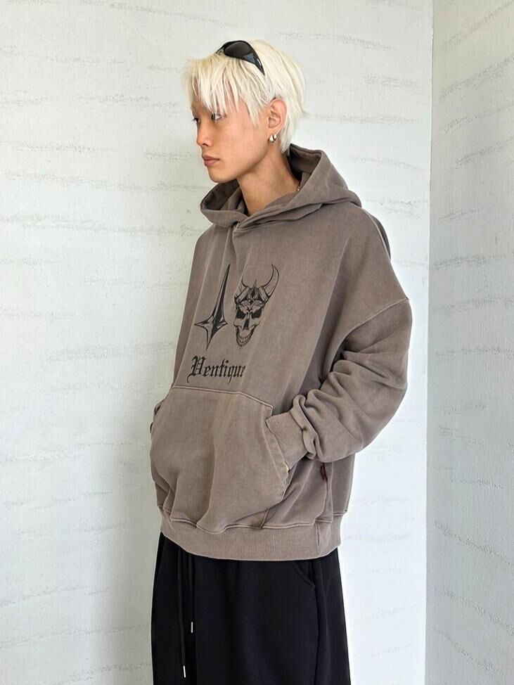 洗水英文字圖案連帽衛衣 VENTIQUE-073T