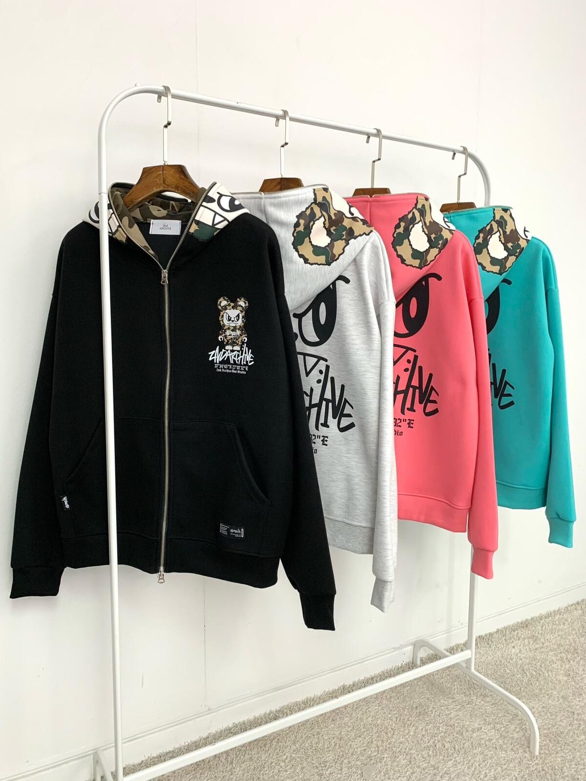 圖案連帽拉鍊外套 2nd-284JK