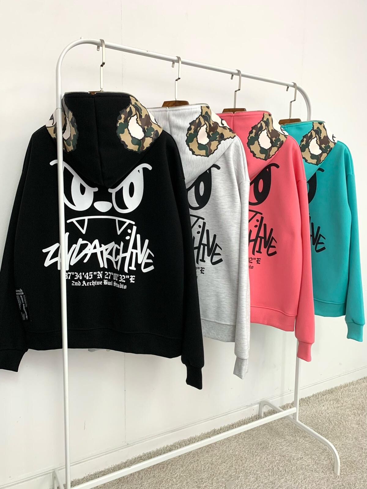 圖案連帽拉鍊外套 2nd-284JK