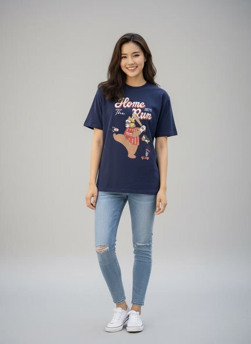 【直播】BL091124 涼感高質意大利設計 熊仔打棒球短袖上衣