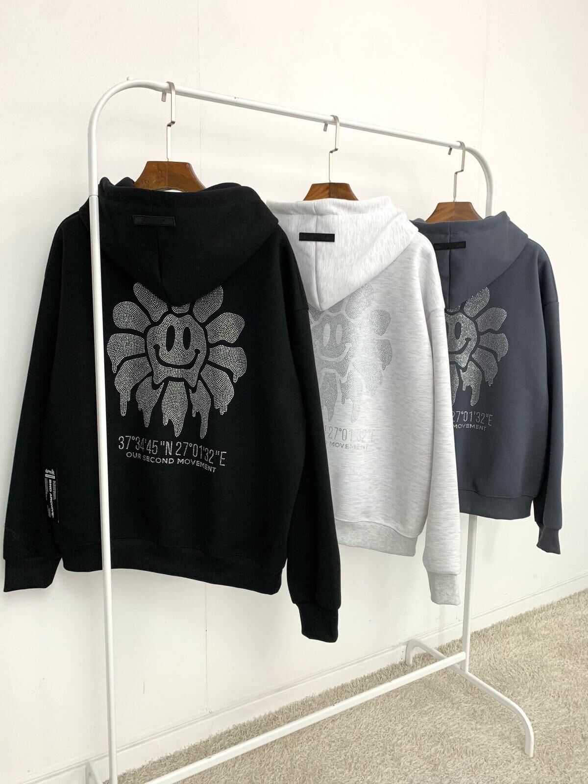 閃石圖案連帽拉鍊外套 2nd-285JK