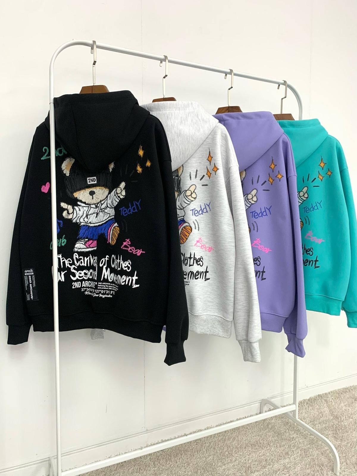 狗仔圖案連帽拉鍊外套 2nd-286JK