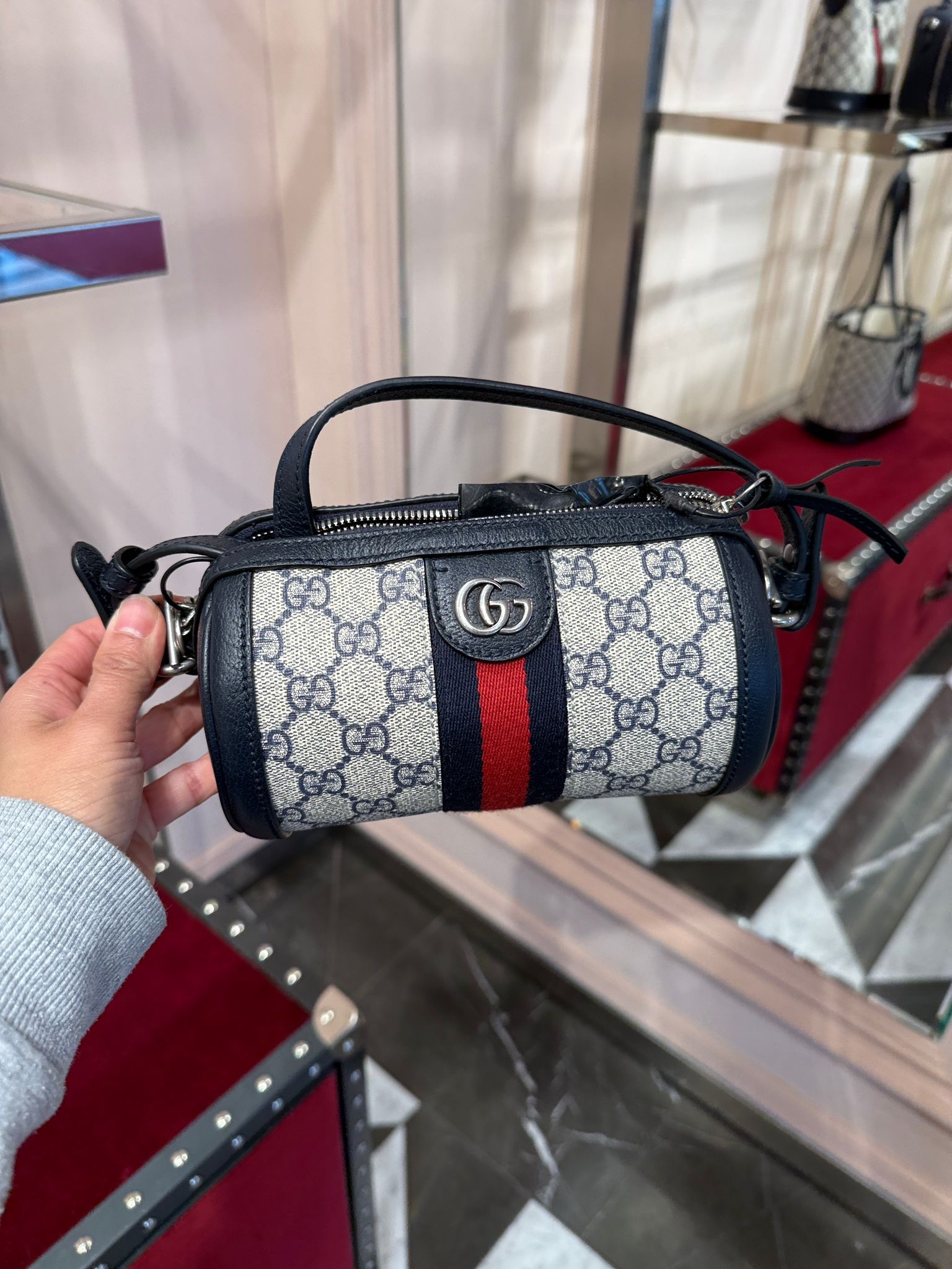 Gucci Bag Ophidia GG supreme Duffle bag Blue Beige 795208