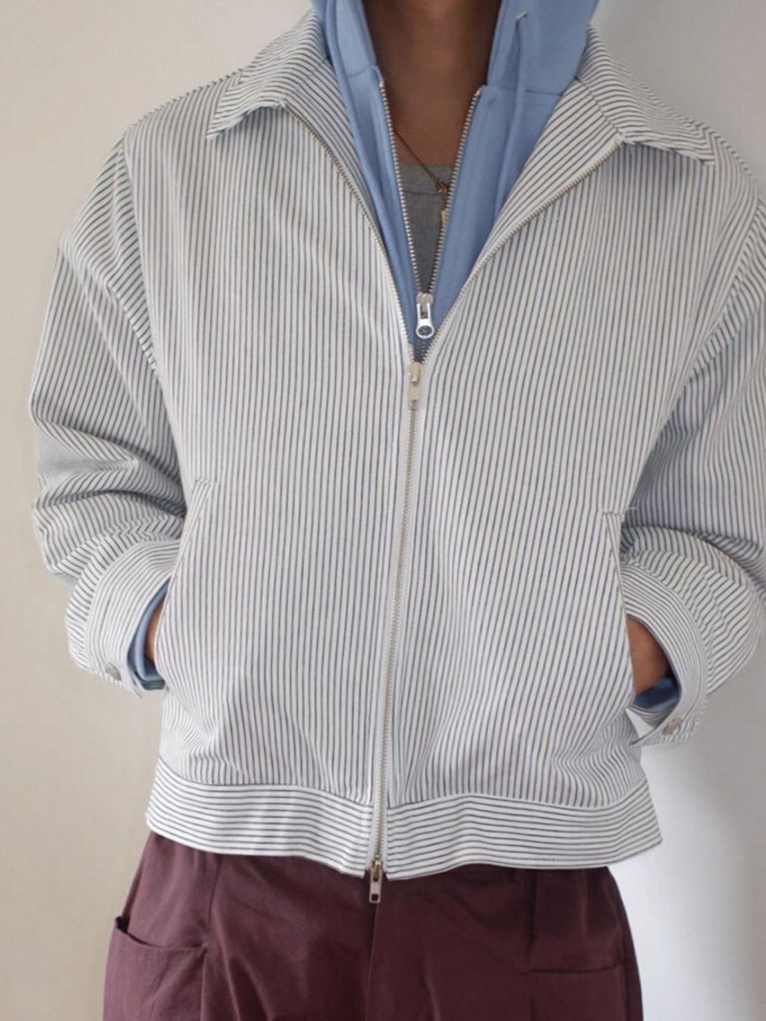 反領直紋拉鍊外套 EASY-091JK