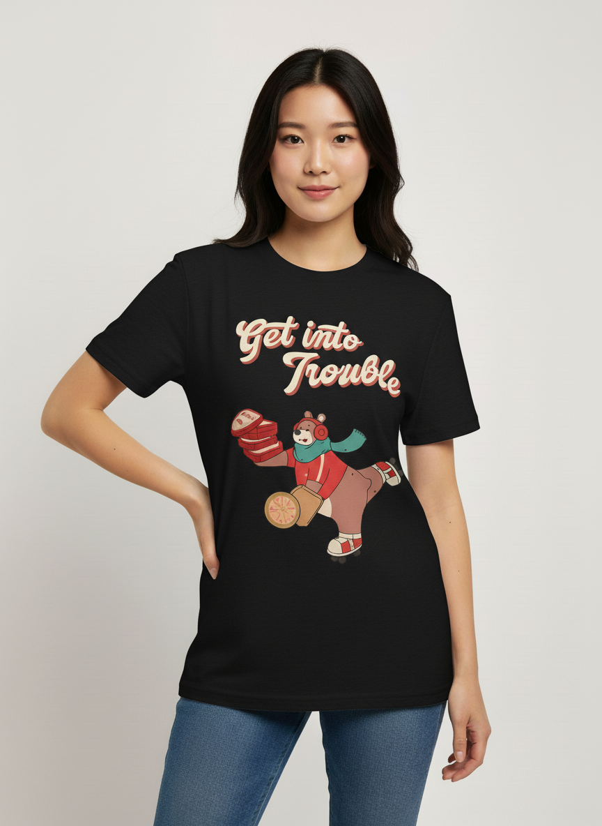 【直播】BL091127 涼感高質意大利設計 熊仔送外賣圖案短袖上衣