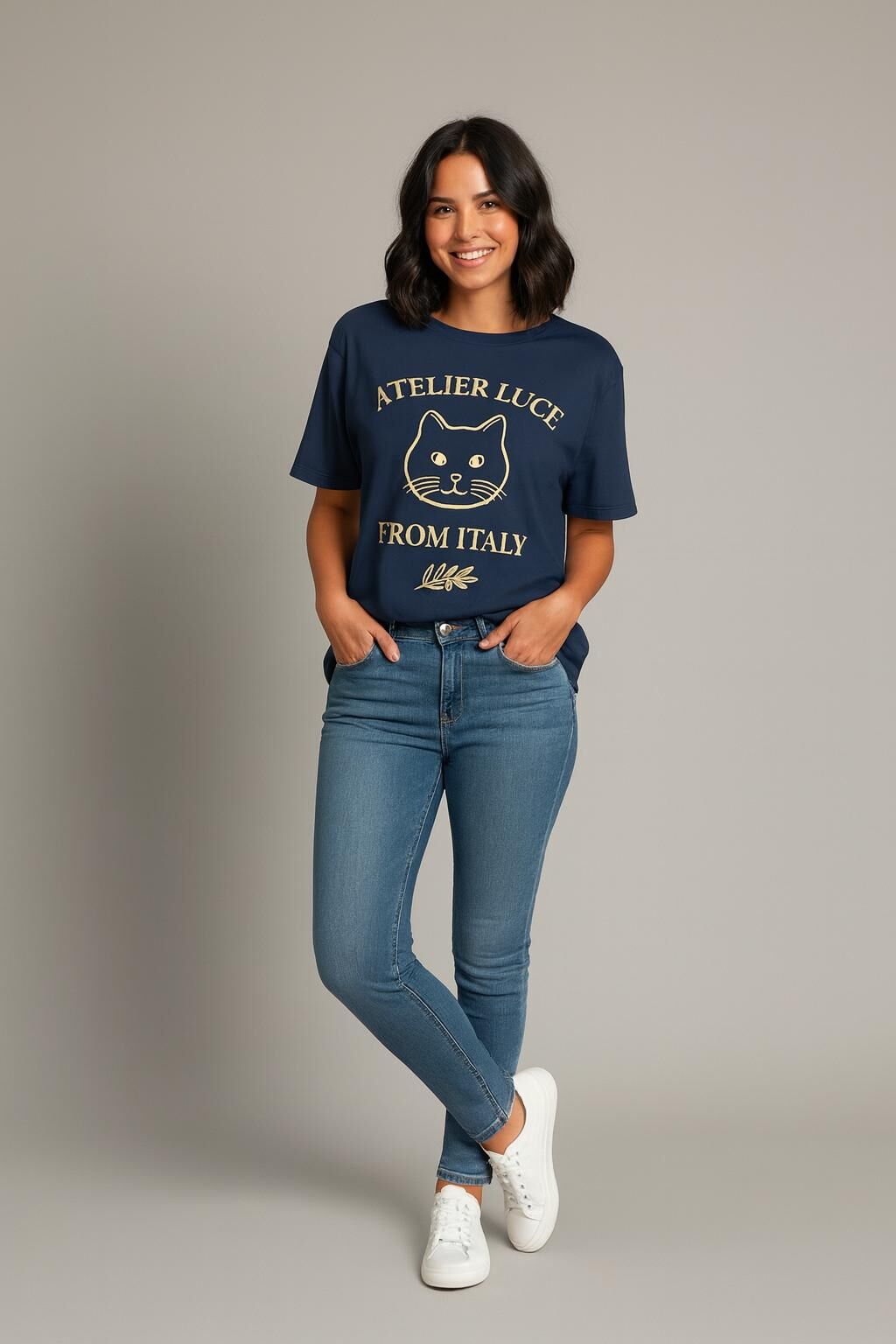 【直播】BL091123 涼感高質意大利設計 簡易貓咪圖案短袖上衣