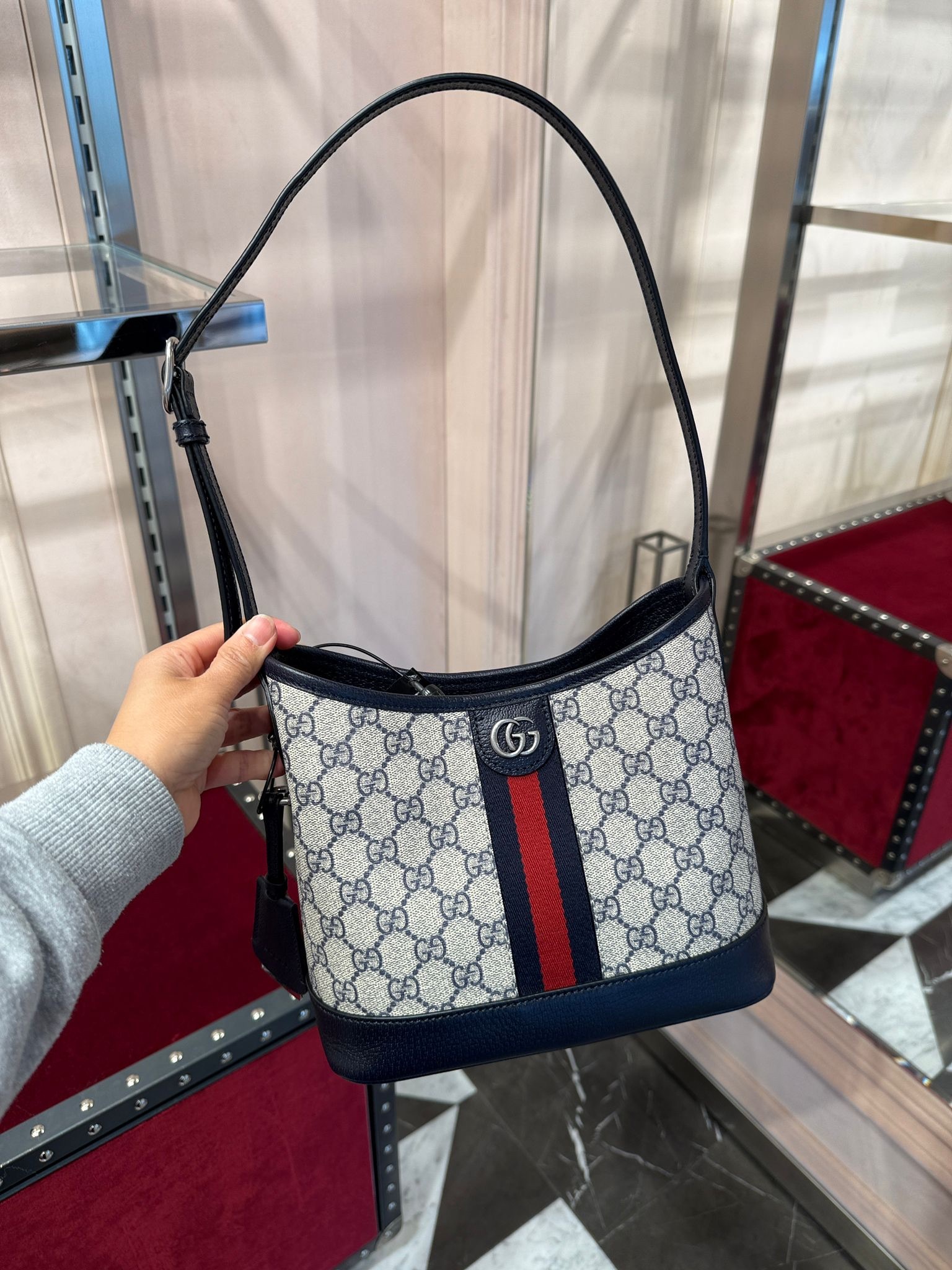Gucci Bag Ophidia GG supreme hobo tote bag Blue Beige 781402