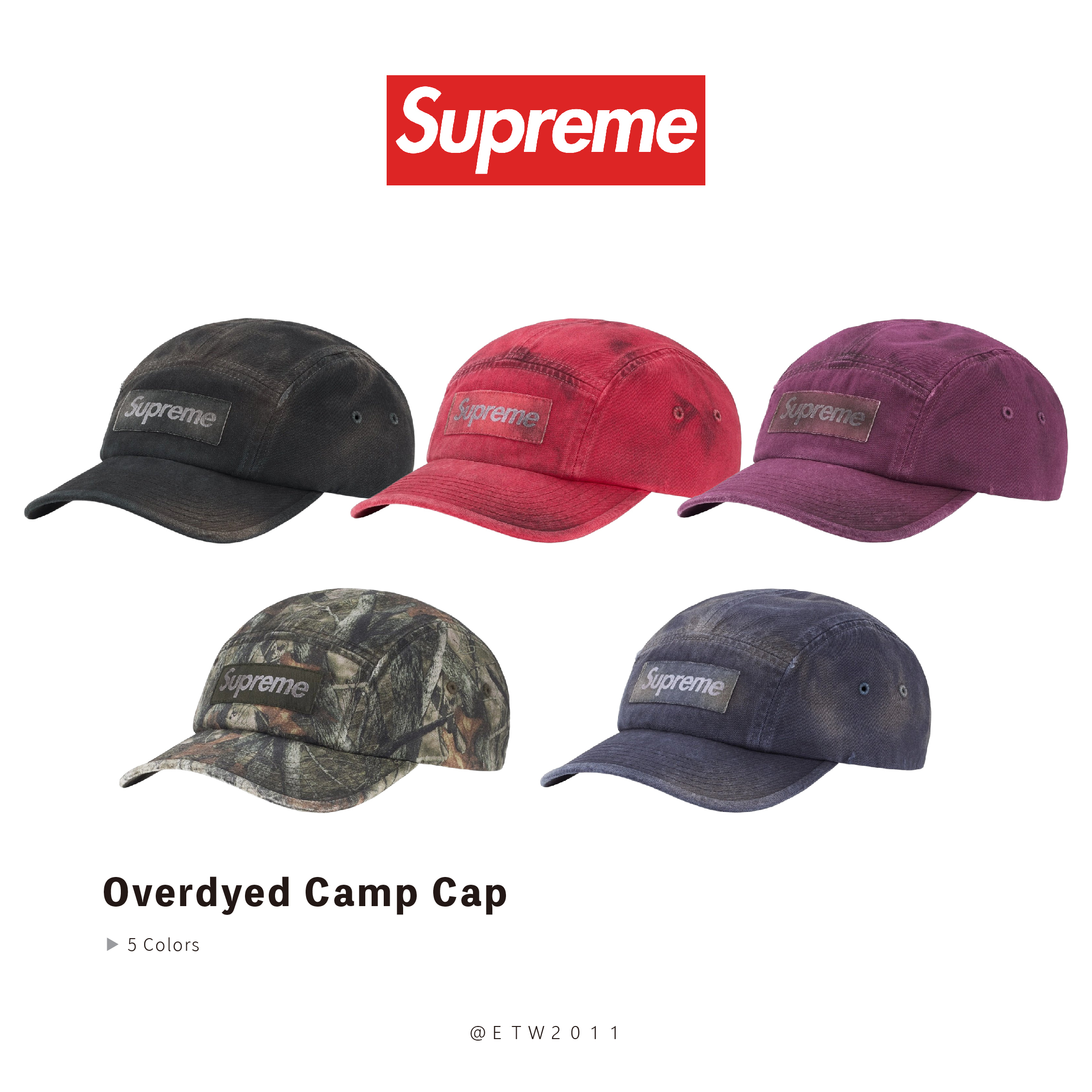 ☆ETW☆【台中店】Supreme 25FW Overdyed Camp Cap 做舊仿舊老帽