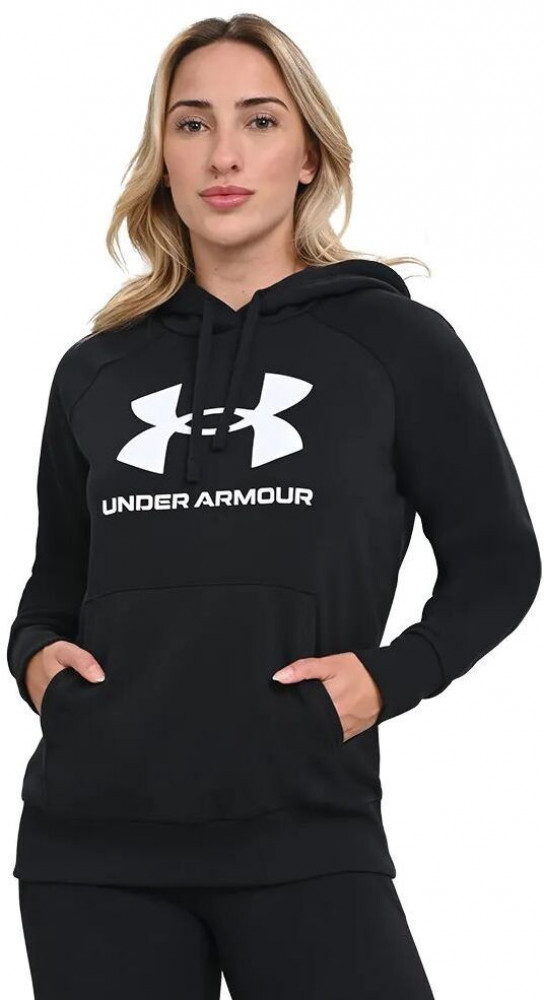 【出清特價】Under Armour Rival Fleece Lock Up Hoodie 女款連帽上衣 黑色 SM號 1373060-001