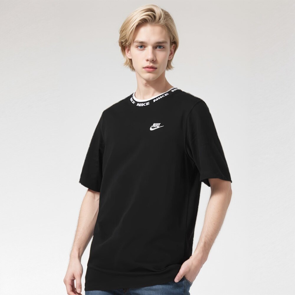 【雙十一優惠】NIKE Club LBR SS 領口串標 純棉短袖T恤 黑色 男款M FB7310-010