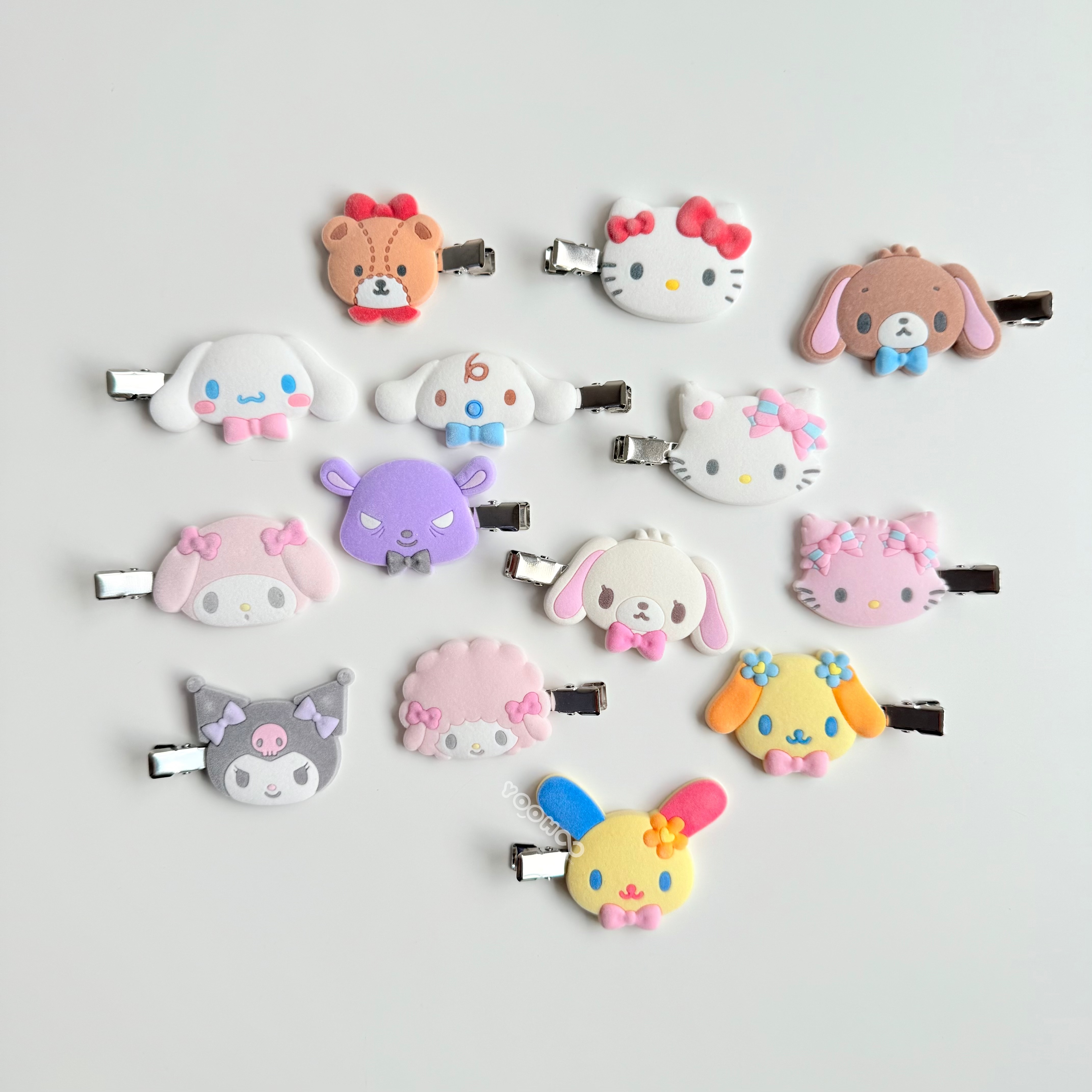 現貨┃日本 sanrio 三麗鷗 KITTY 花小兔 彼安諾 美樂蒂 庫洛米 大耳狗 植絨 髮夾