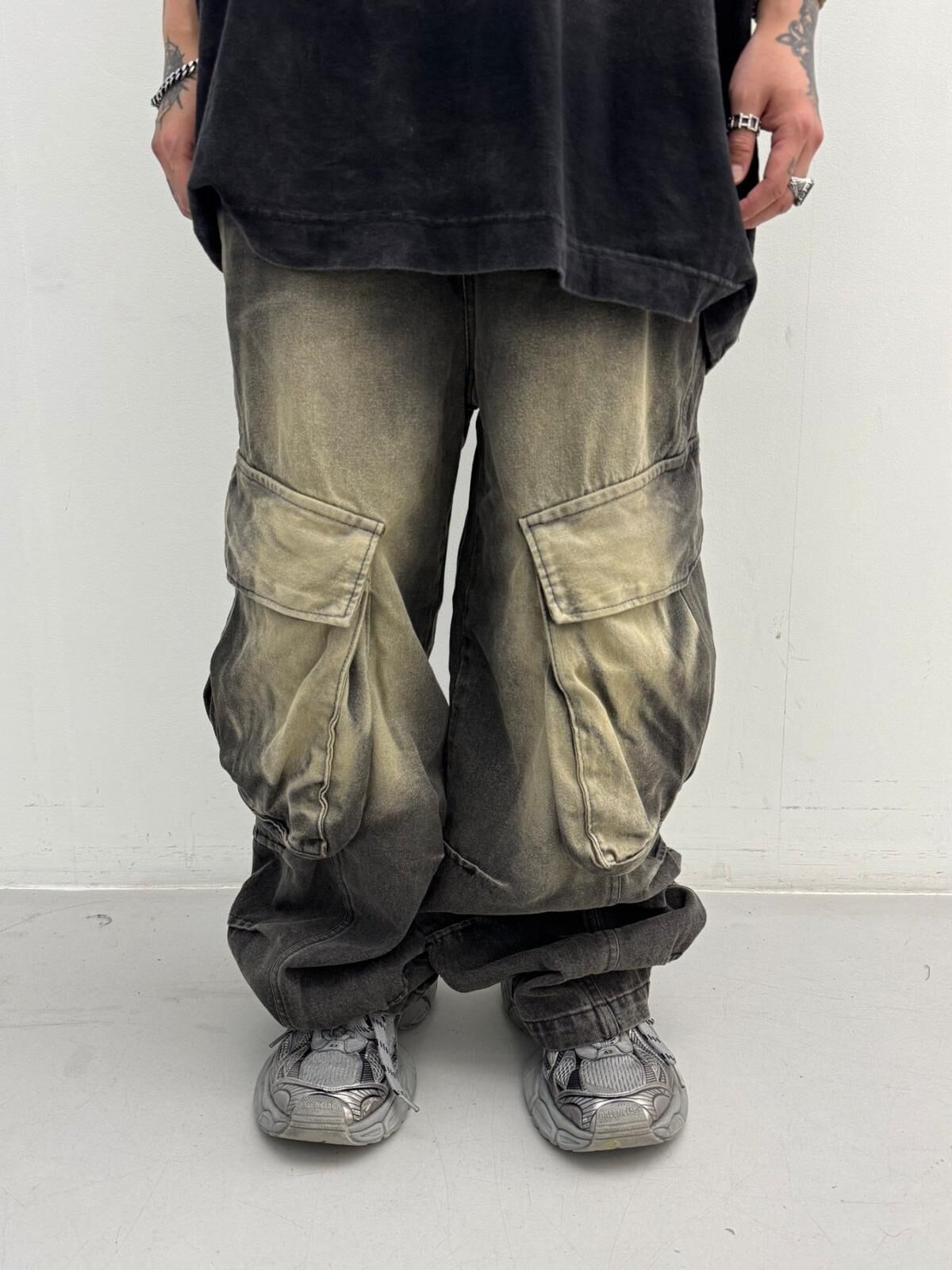 洗水工裝鬆身牛仔褲 GLAMOUR-120P