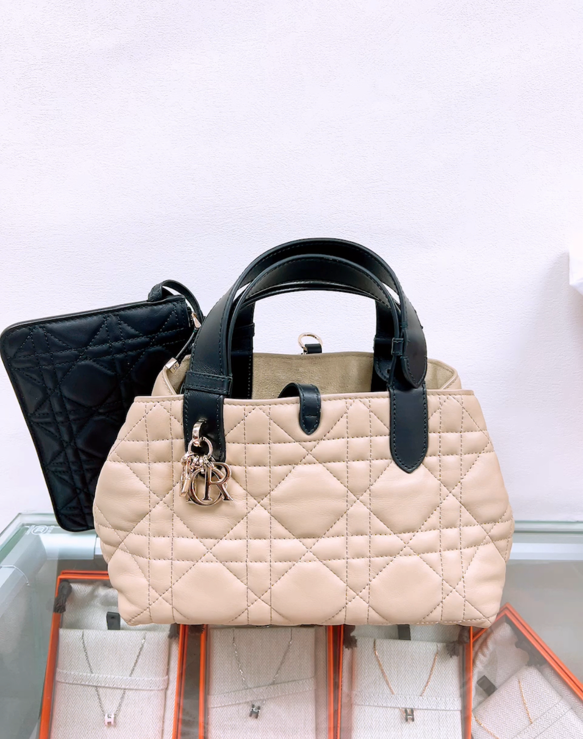 Dior toujours small tote (beige / black)