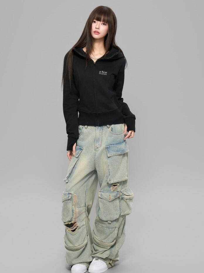 AFGK 胸前刺繡Logo 美式短版 修身連帽外套  A FEW GOOD KIDS