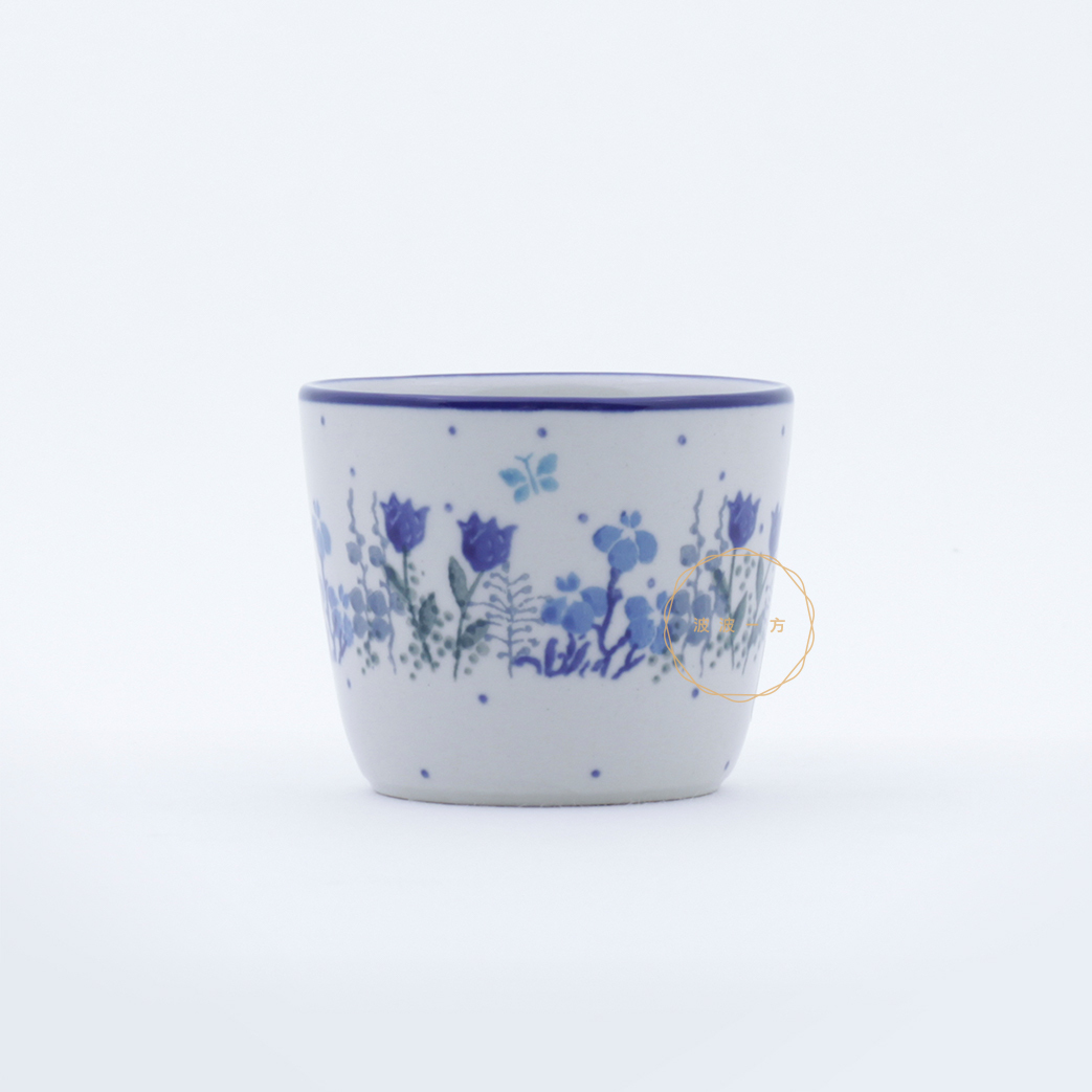 豬口杯-150ml-高6.5cm-可愛搖曳的小花-藍