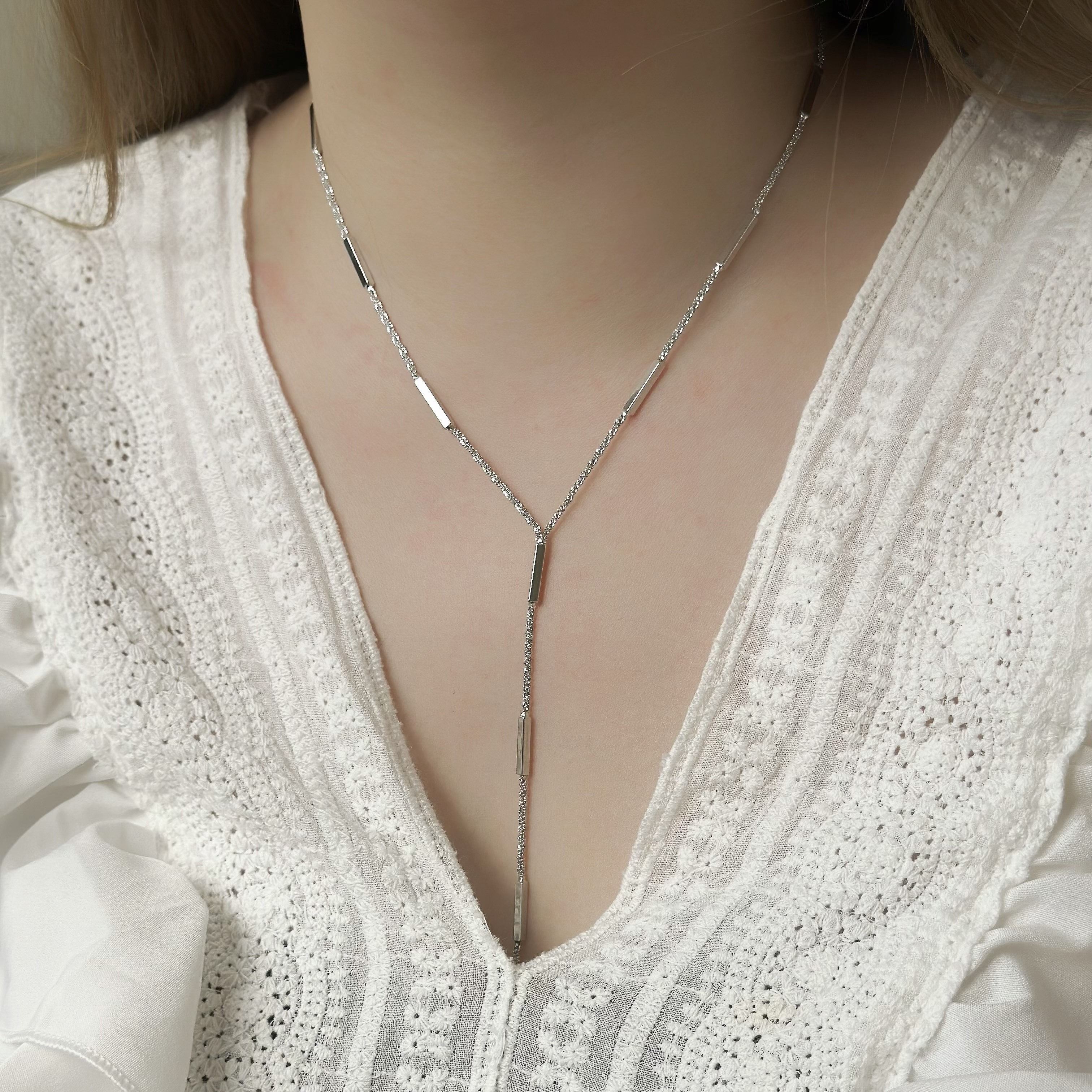 D67方塊波光粼粼頸鏈