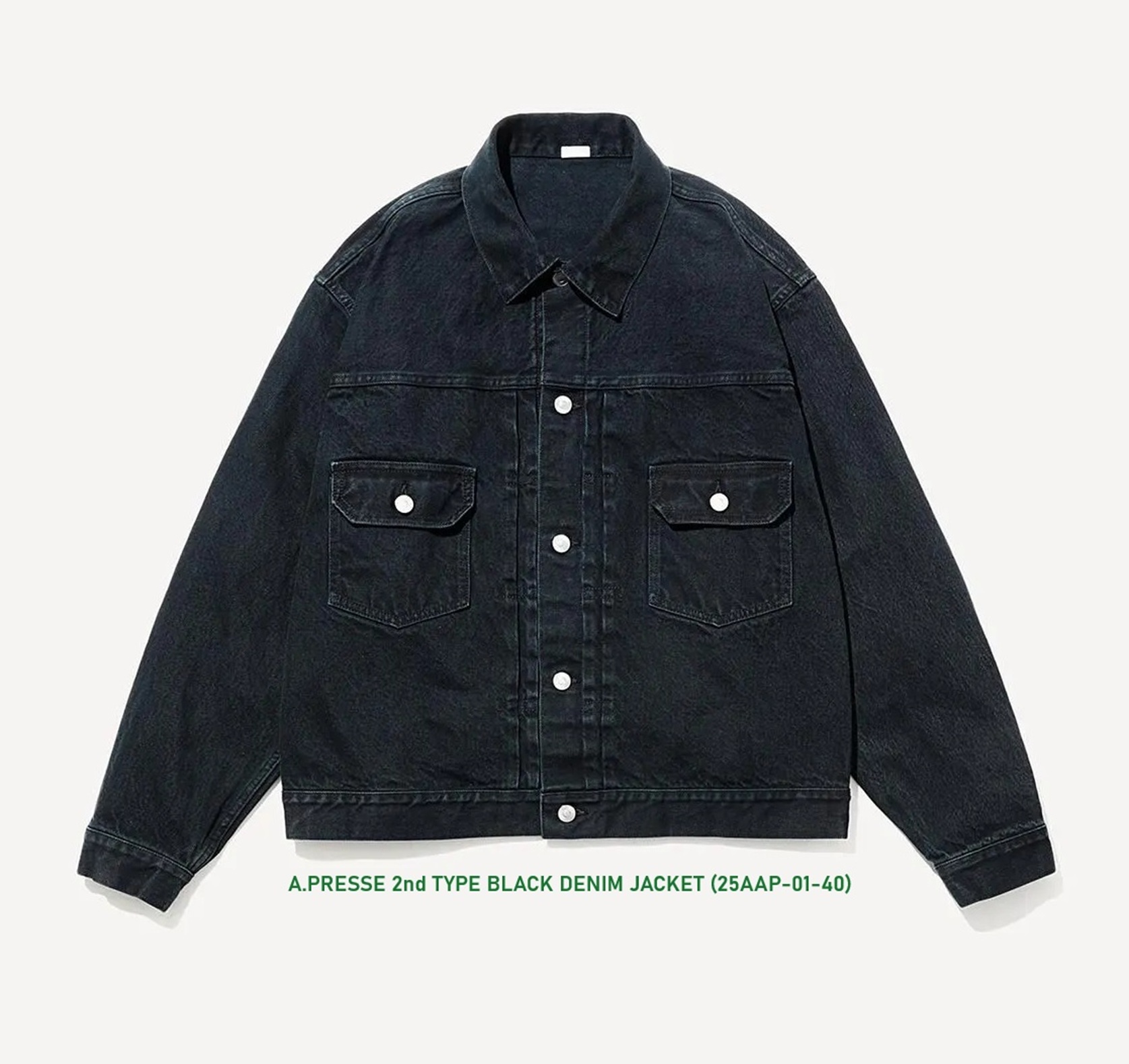 9/13 RELEASE: A.PRESSE 2025 A/W 2nd TYPE BLACK DENIM JACKET (25AAP-01-40) - PRE ORDER ITEM (預訂中)