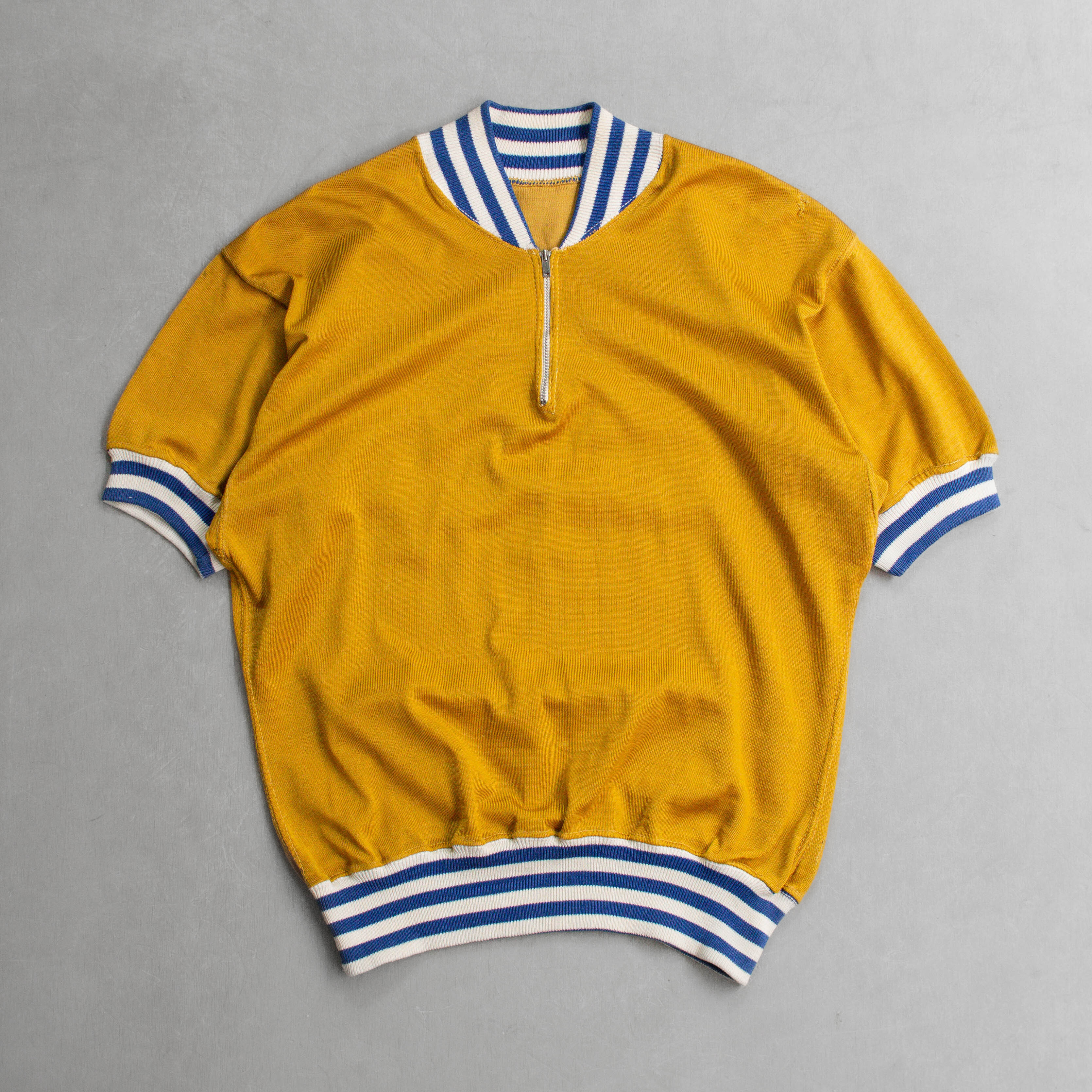 VINTAGE 1/4 ZIP ATHLETIC TEE 美國 黃色 滾邊 嫘縈 拉鍊 短袖 T恤