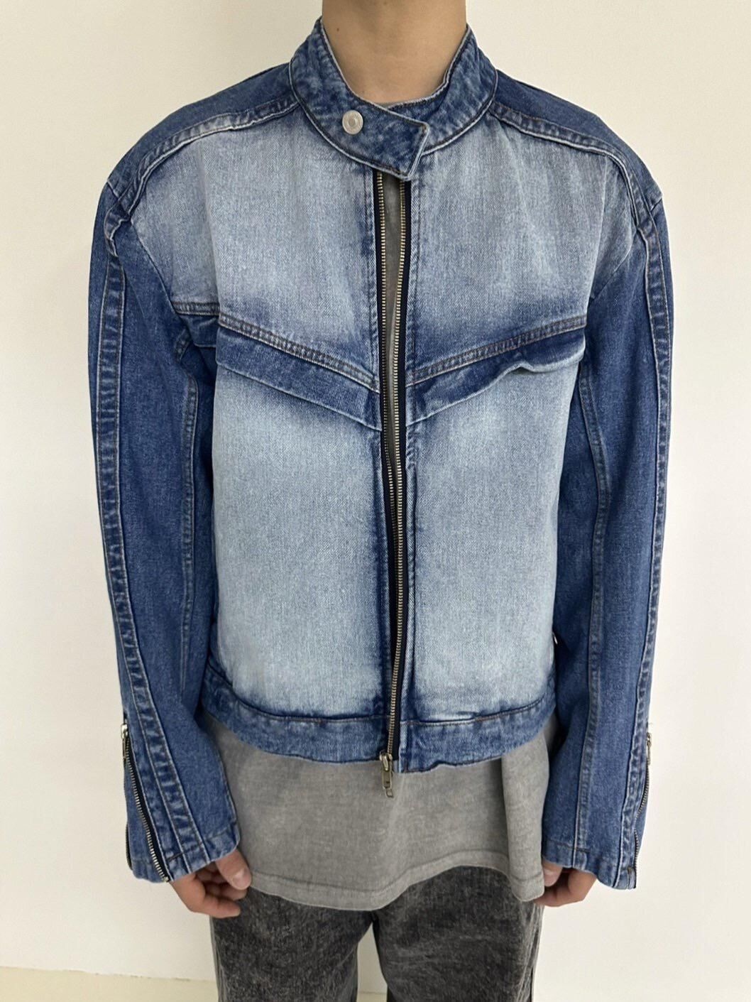 洗水拉鍊牛仔褸 LANE-065JK