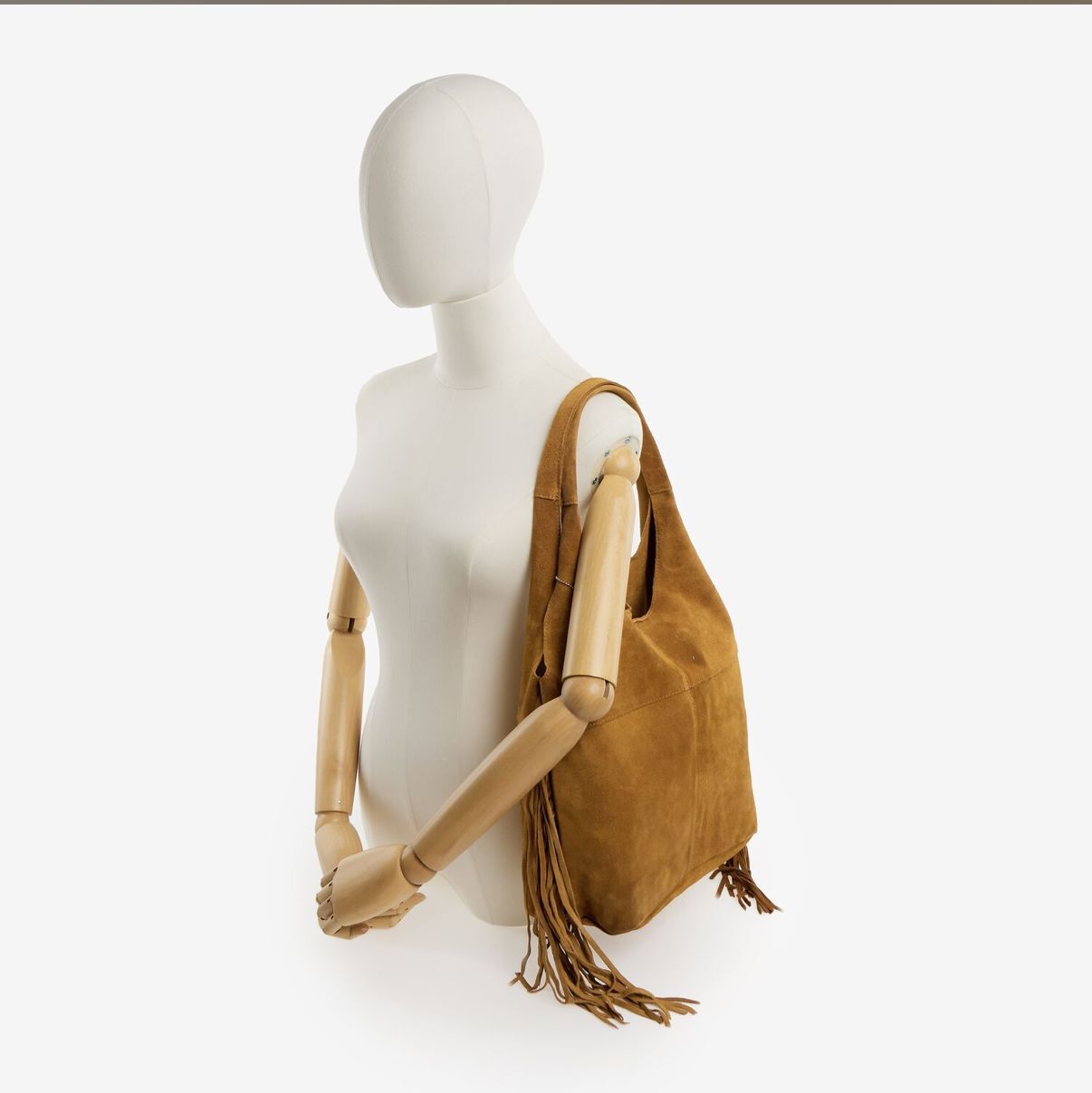 英國代購 (獨立訂單)-BRAMPTON Brown Fringed Suede Tote&nbsp;Bag