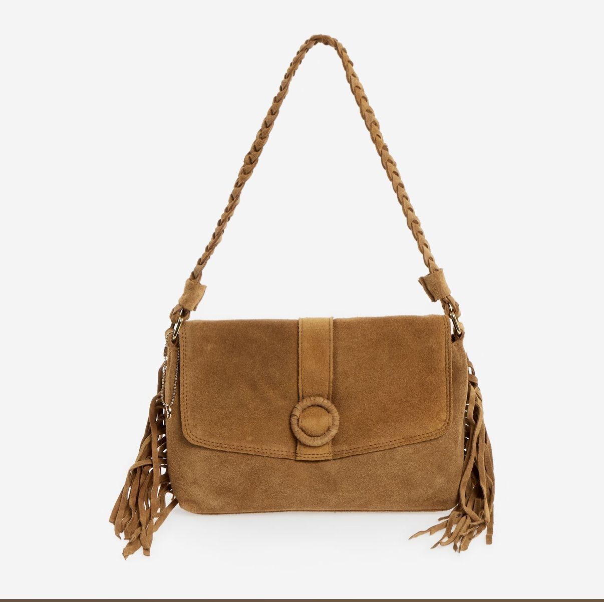 英國代購 (獨立訂單)-BRAMPTON Sand Suede Fringe Shoulder Bag
