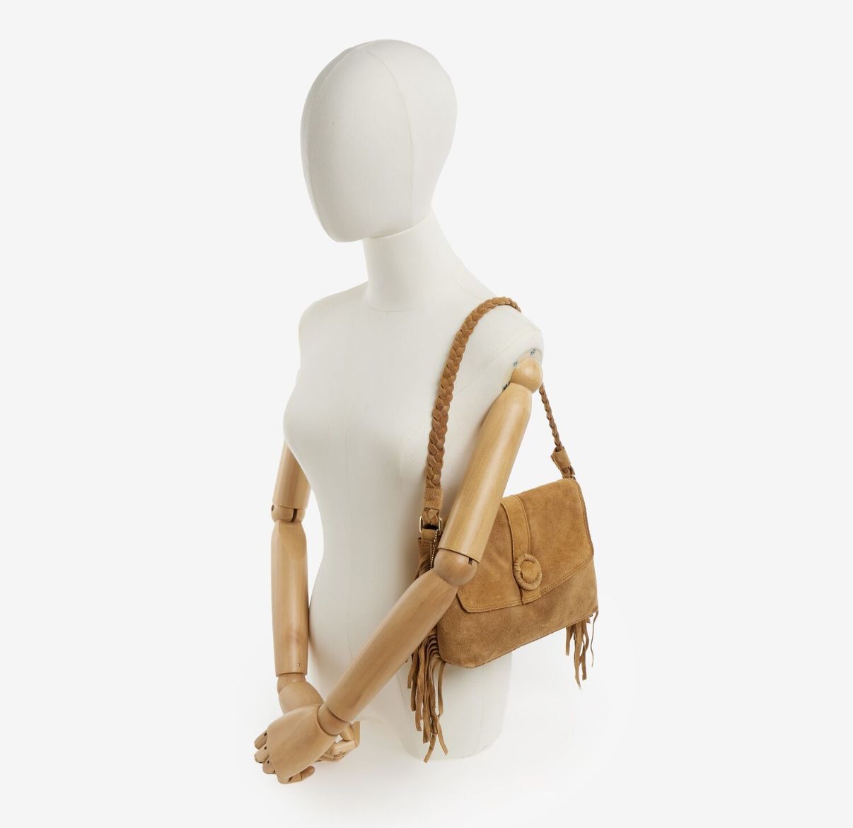 英國代購 (獨立訂單)-BRAMPTON Sand Suede Fringe Shoulder Bag
