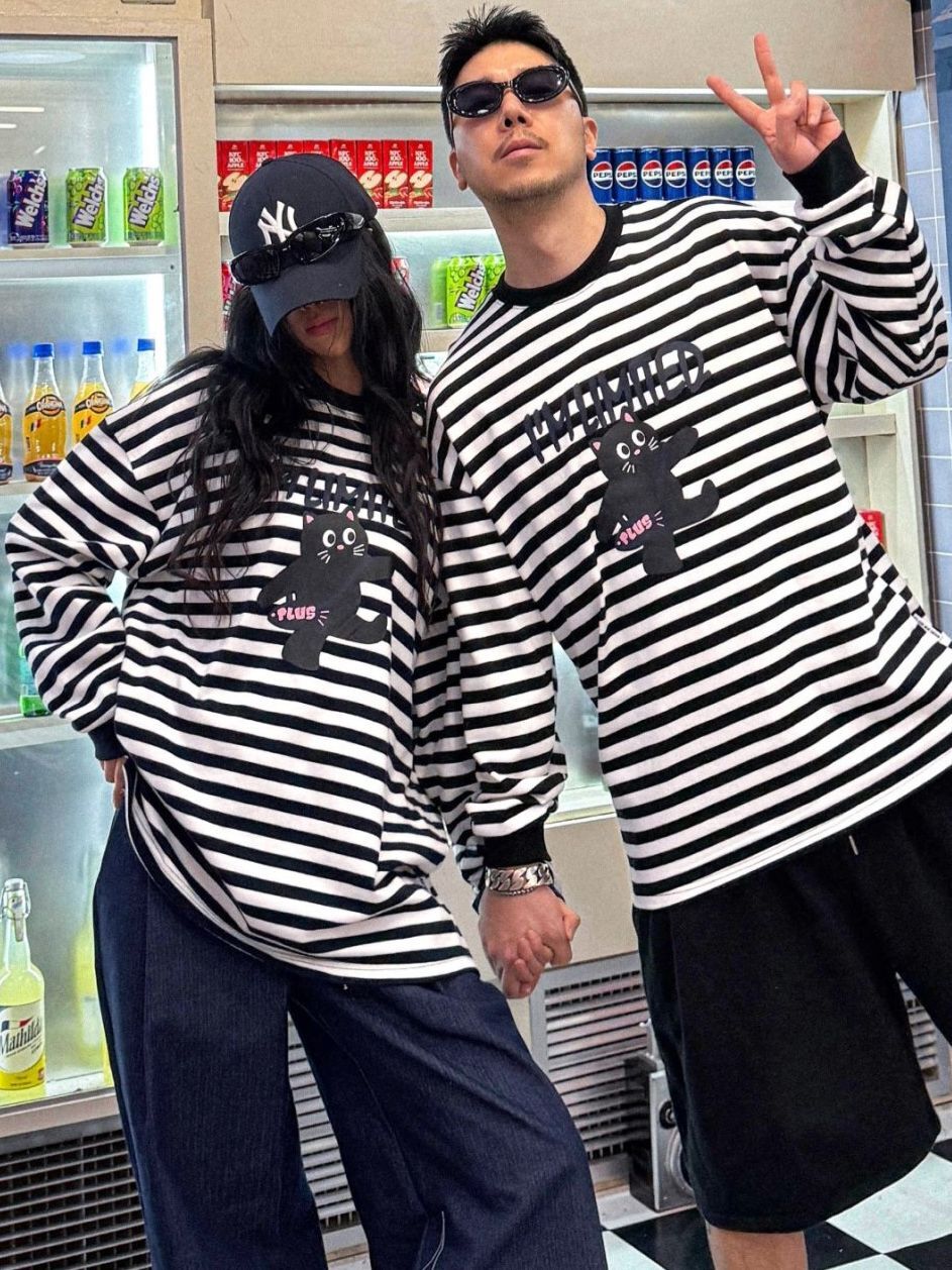 橫間圖案長袖衫 P8H-155T