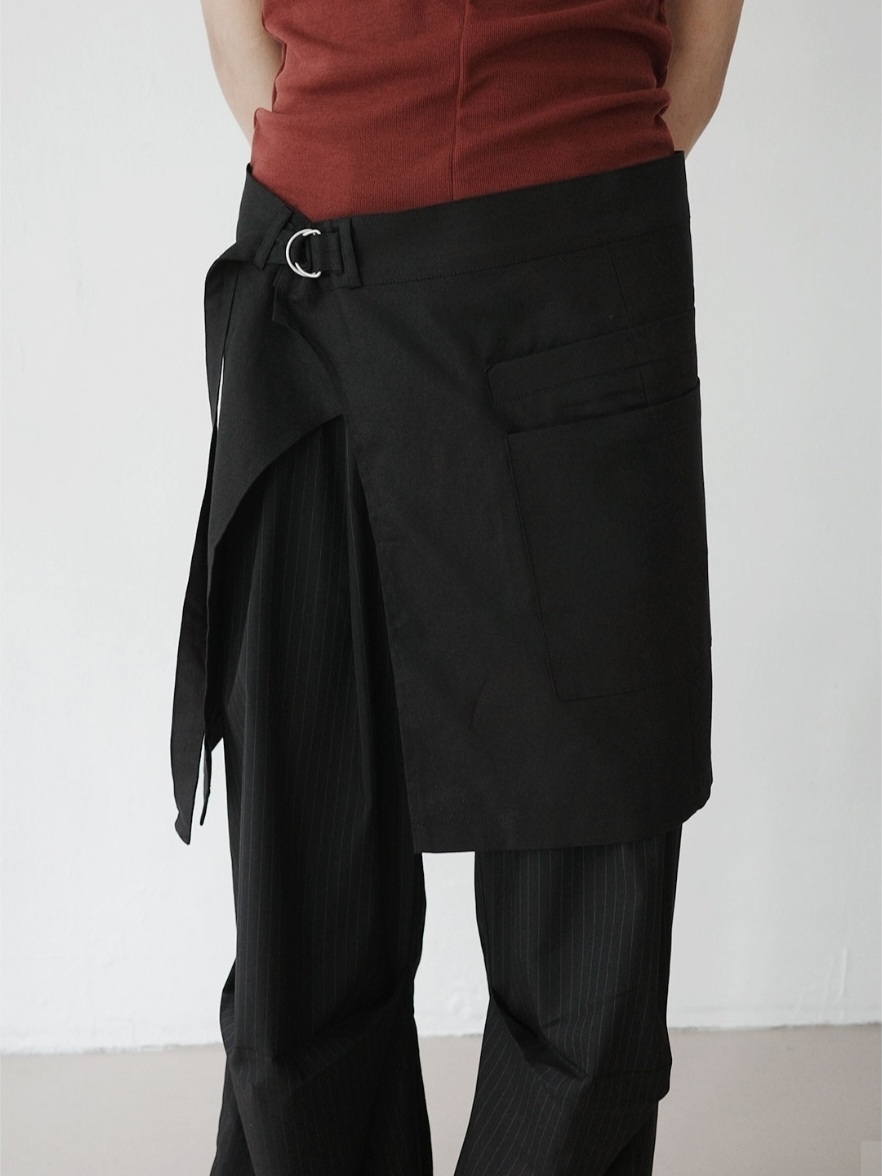 分層口袋扣環層疊半褲裙