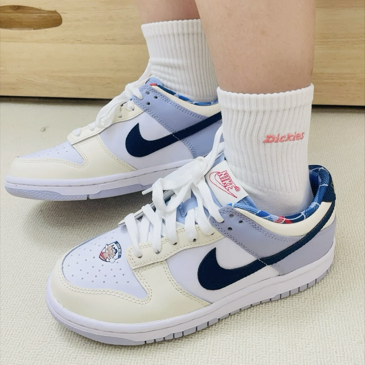 Nike Dunk Low GS "Just Do It" 米白 藍紫 布面Swoosh 拼接 低筒休閒鞋