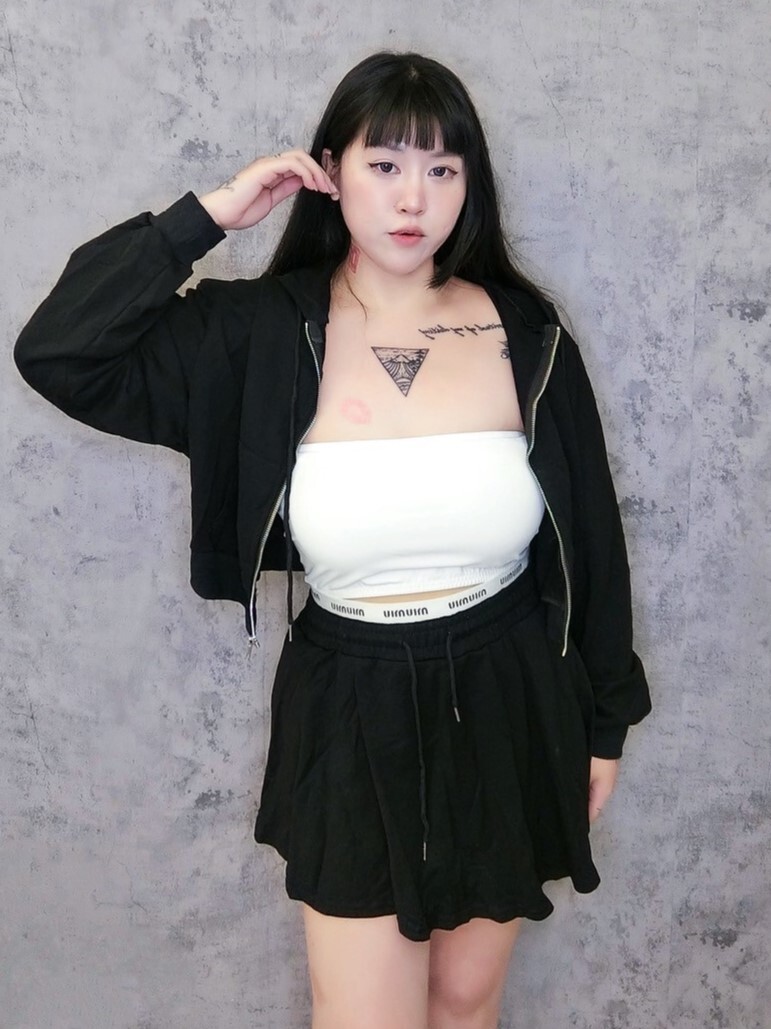 流行織帶傘裙連帽外套兩件套