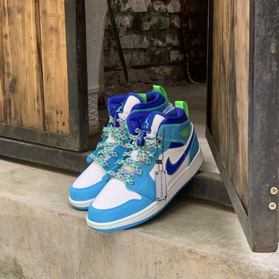 【出清特價】Nike Air Jordan 1 Mid SE GS AJ1 大童 女鞋 藍綠白 DA8010-400 23.5cm