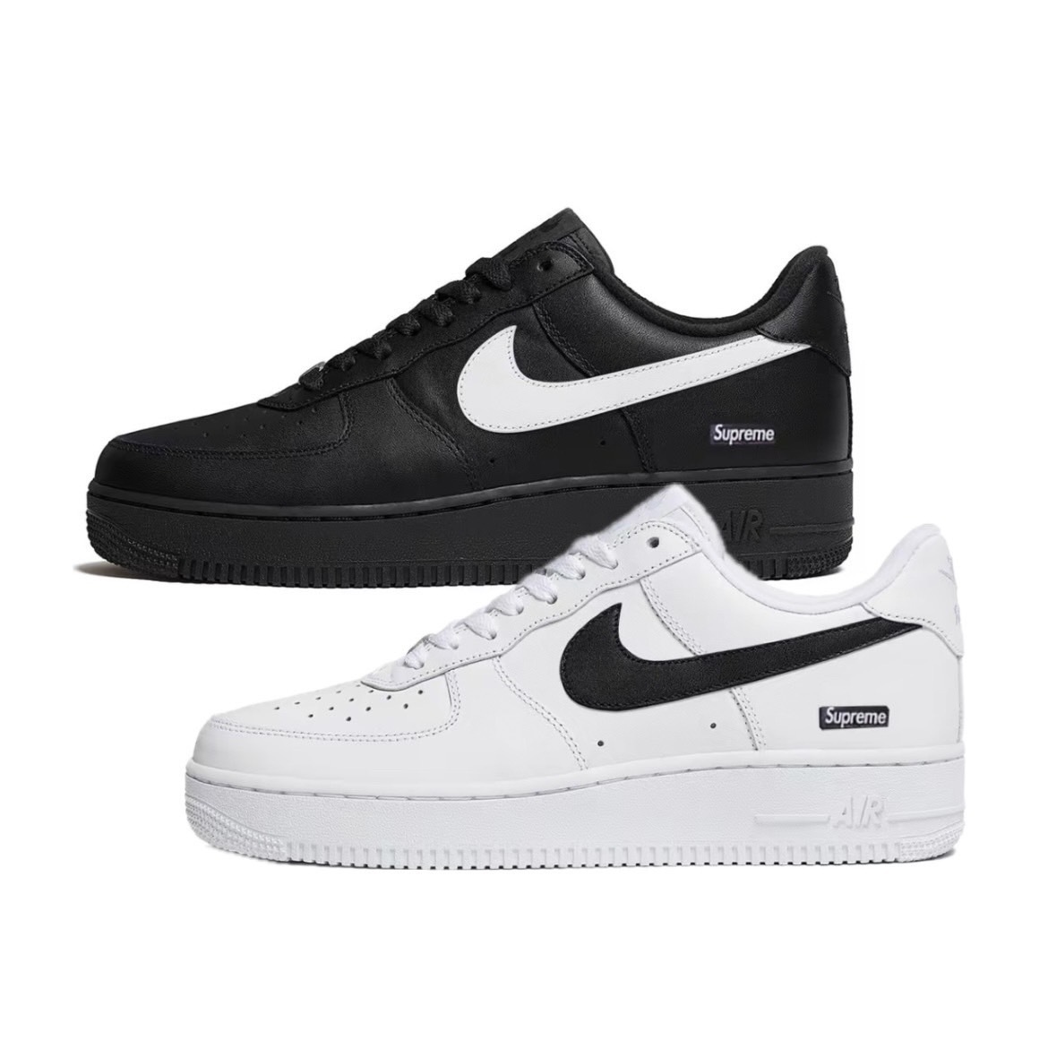 Supreme x Nike Air Force 1 Low 黑/白 經典 聯名 AF1 低筒休閒鞋