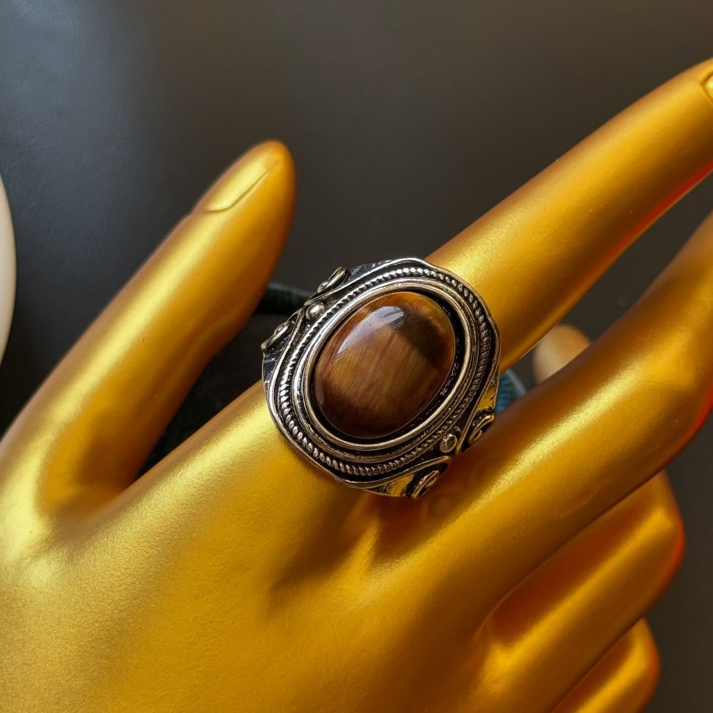 [原石] 虎眼石 男戒 固定戒圍