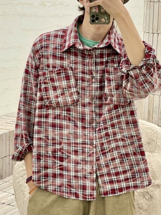 格仔長袖恤衫 HIGH FIVE-161S