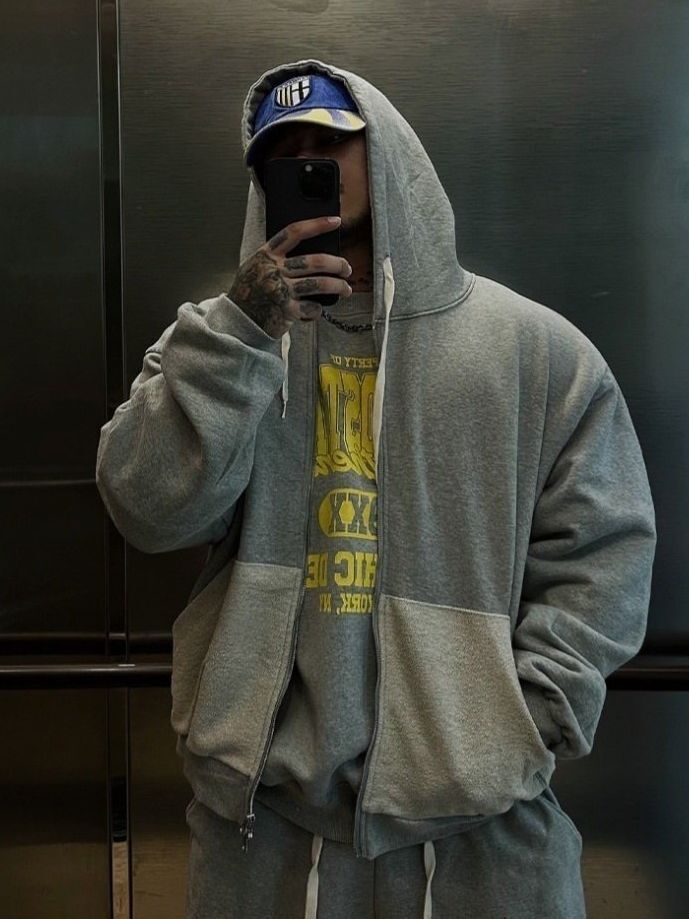 拼色連帽拉鍊外套 HD-023JK