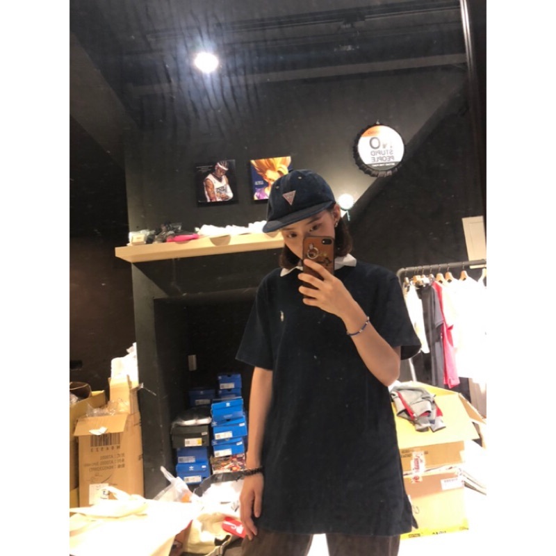 【出清特價】GUESS 復古單寧風 棒球帽 平沿帽 嘻哈風 可調式 55-60cm