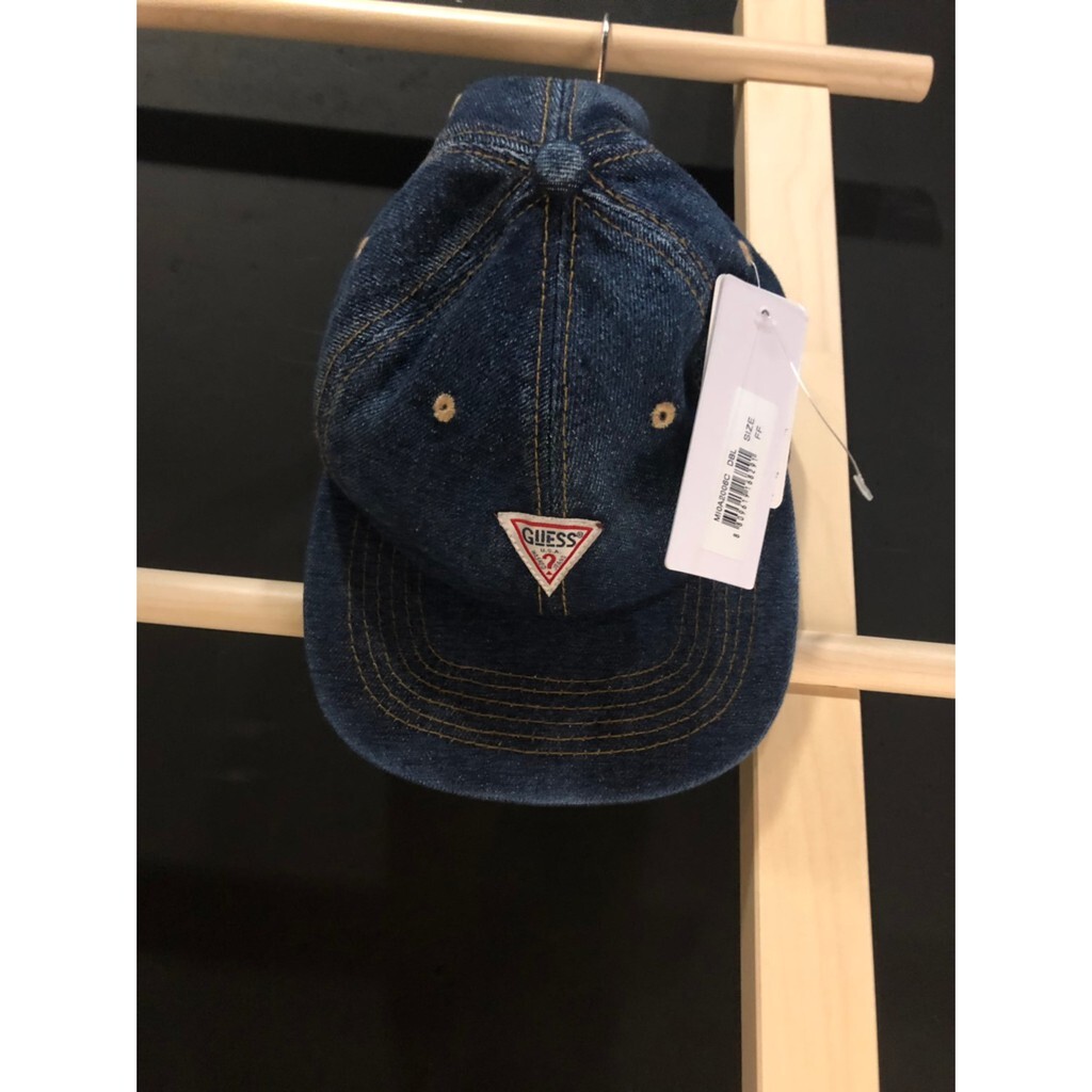 【出清特價】GUESS 復古單寧風 棒球帽 平沿帽 嘻哈風 可調式 55-60cm
