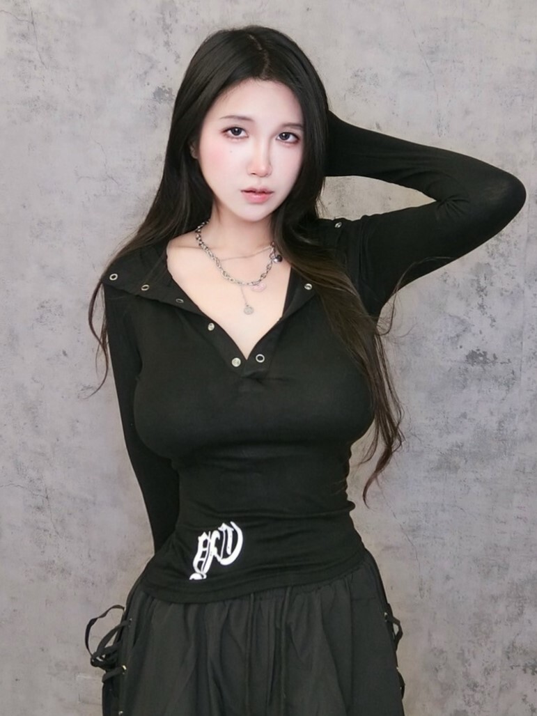 Y2K薄長袖連帽衫