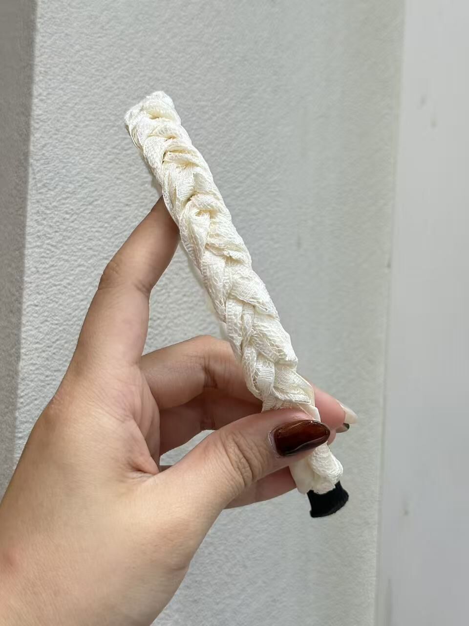 韓國飾物連線 白色lace幼身紐紋頭箍