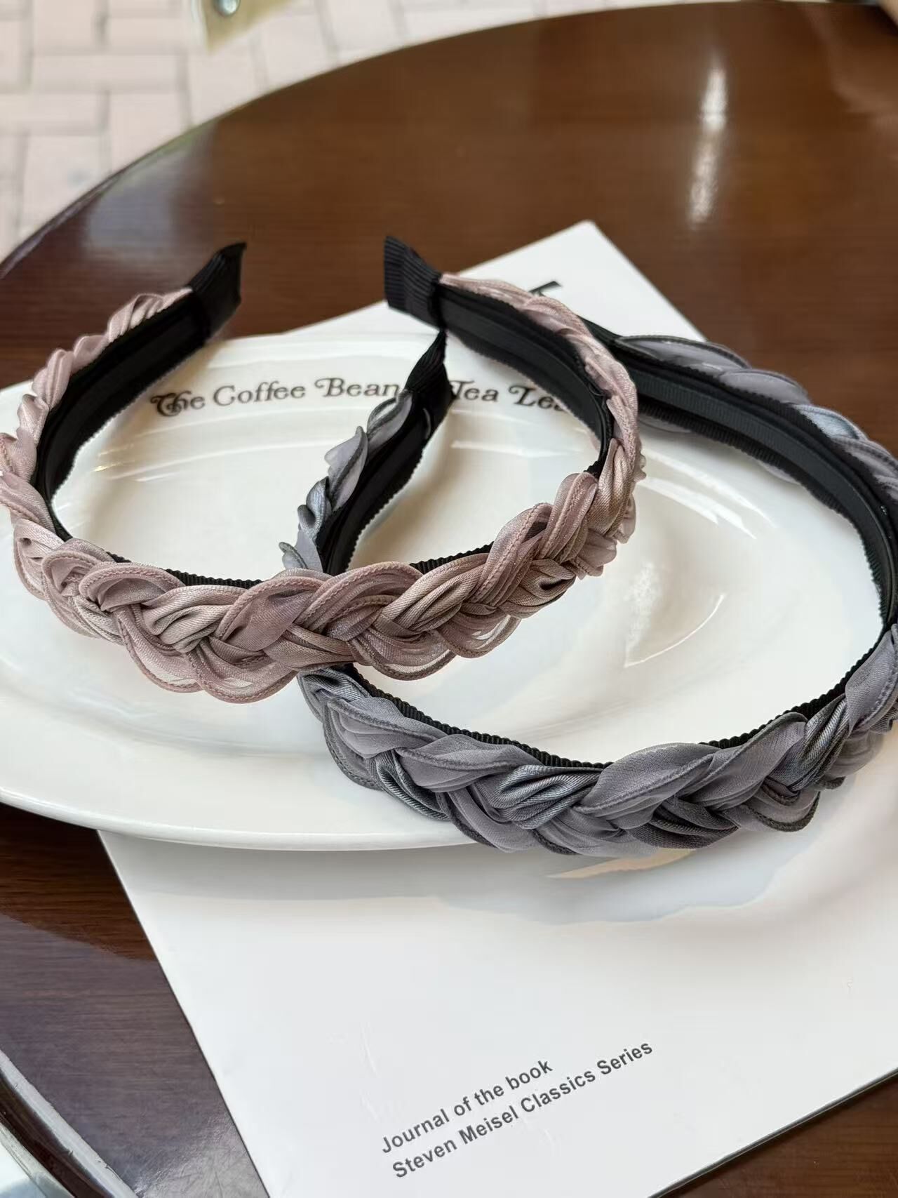 韓國飾物連線 兩色拼布紐紋頭箍