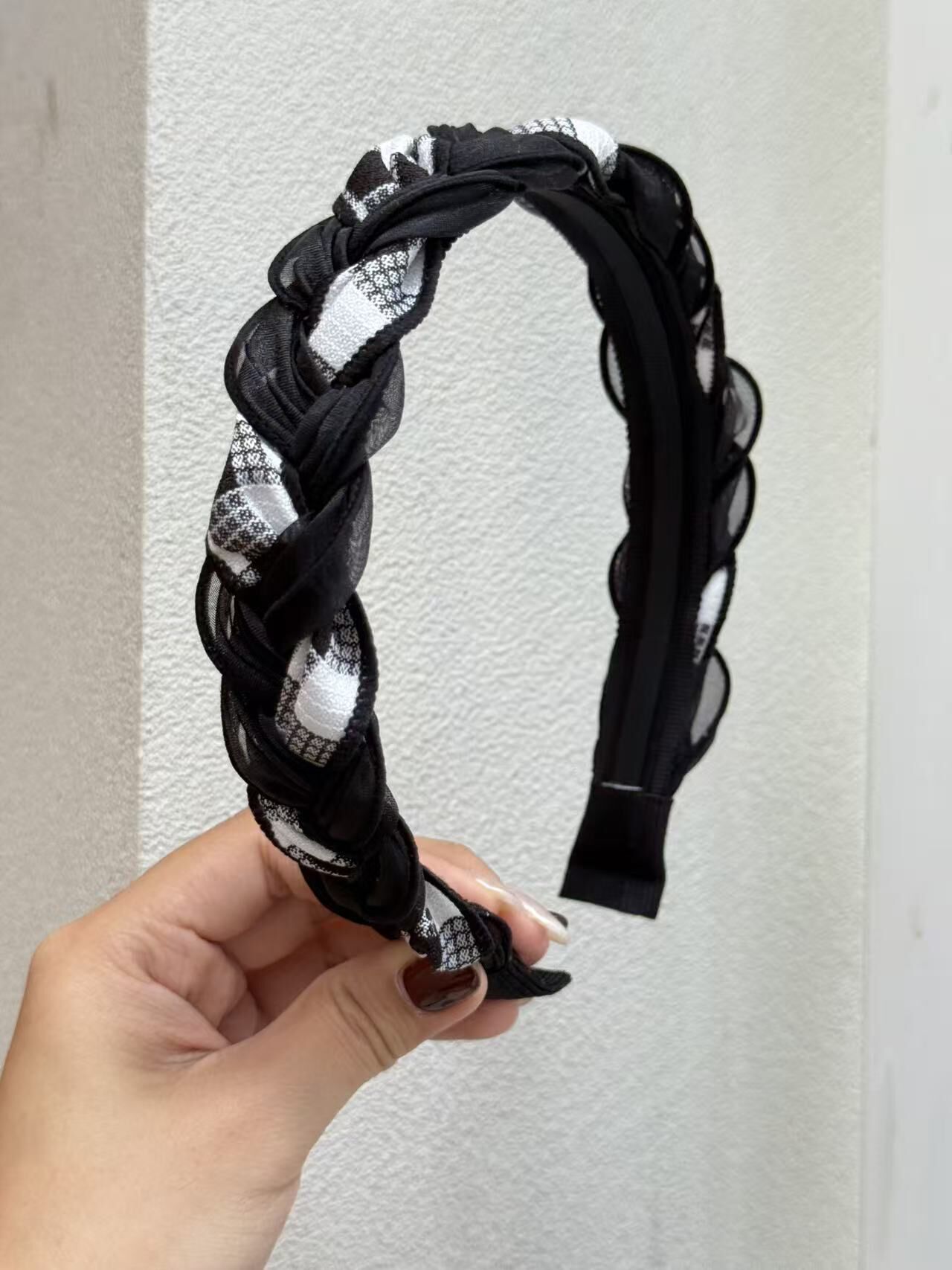 韓國飾物連線 黑白格紋頭箍